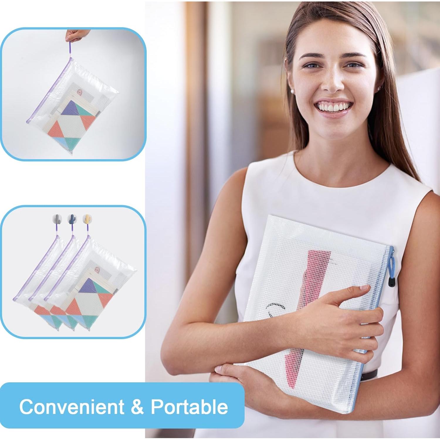 30 Bolsas de Cremallera de Malla Wegoup A4 Impermeables 10 Colores