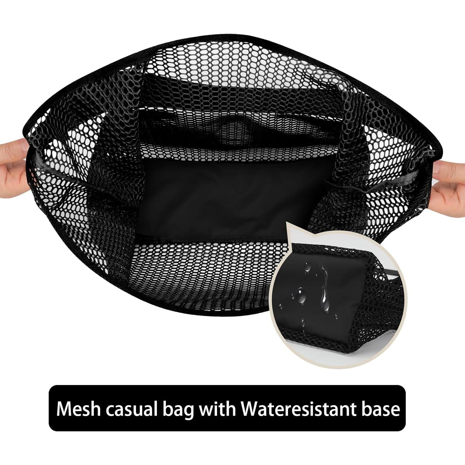 Bolsa de Playa de Malla UYLIA Grande Negra 58.4x40.6cm