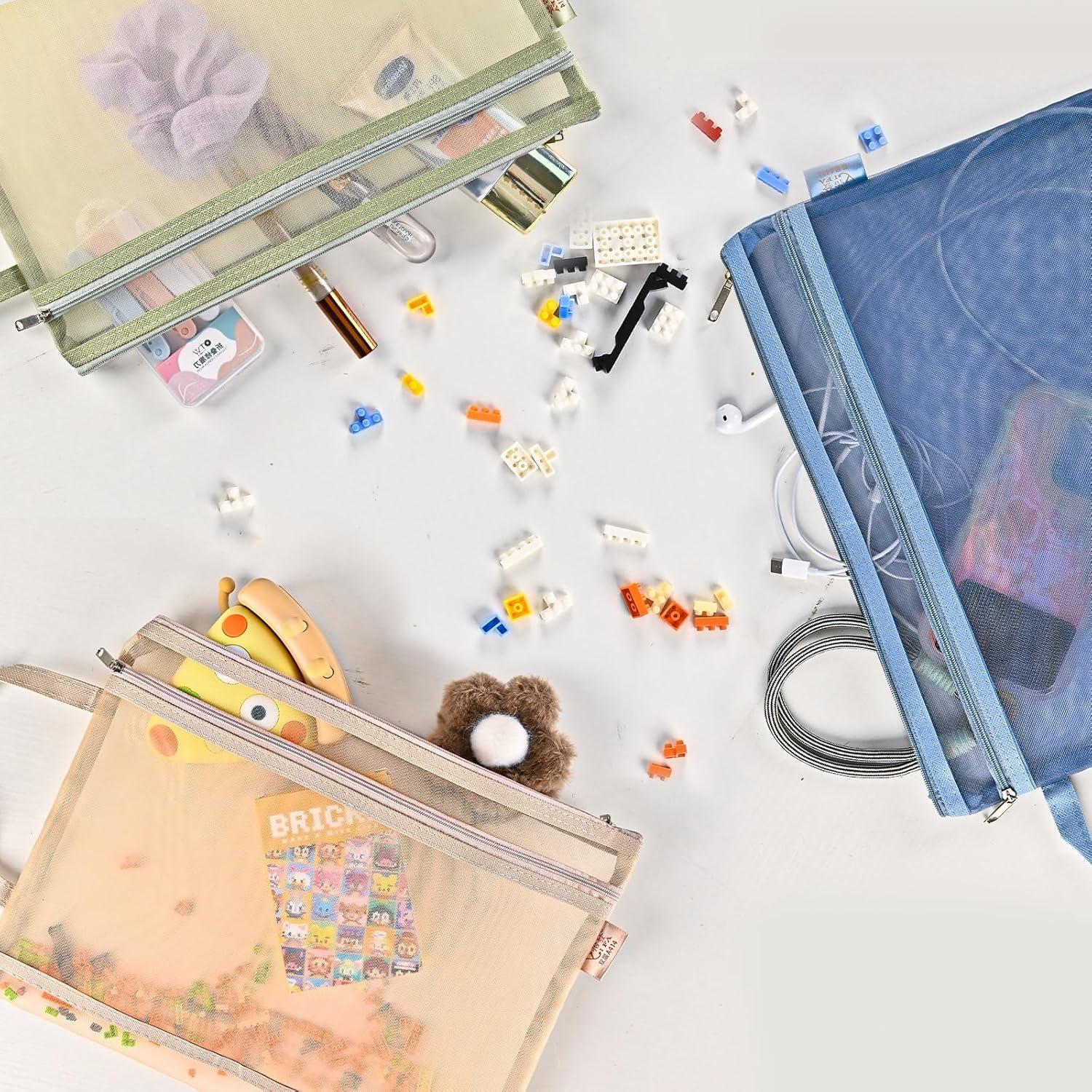 Bolsas de Almacenamiento de Juguetes EMOOULI 4Pcs A4 Malla Nylon