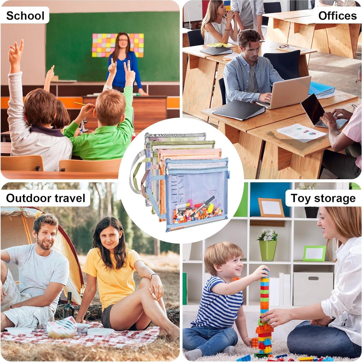 Bolsas de Almacenamiento de Juguetes EMOOULI 4Pcs A4 Malla Nylon