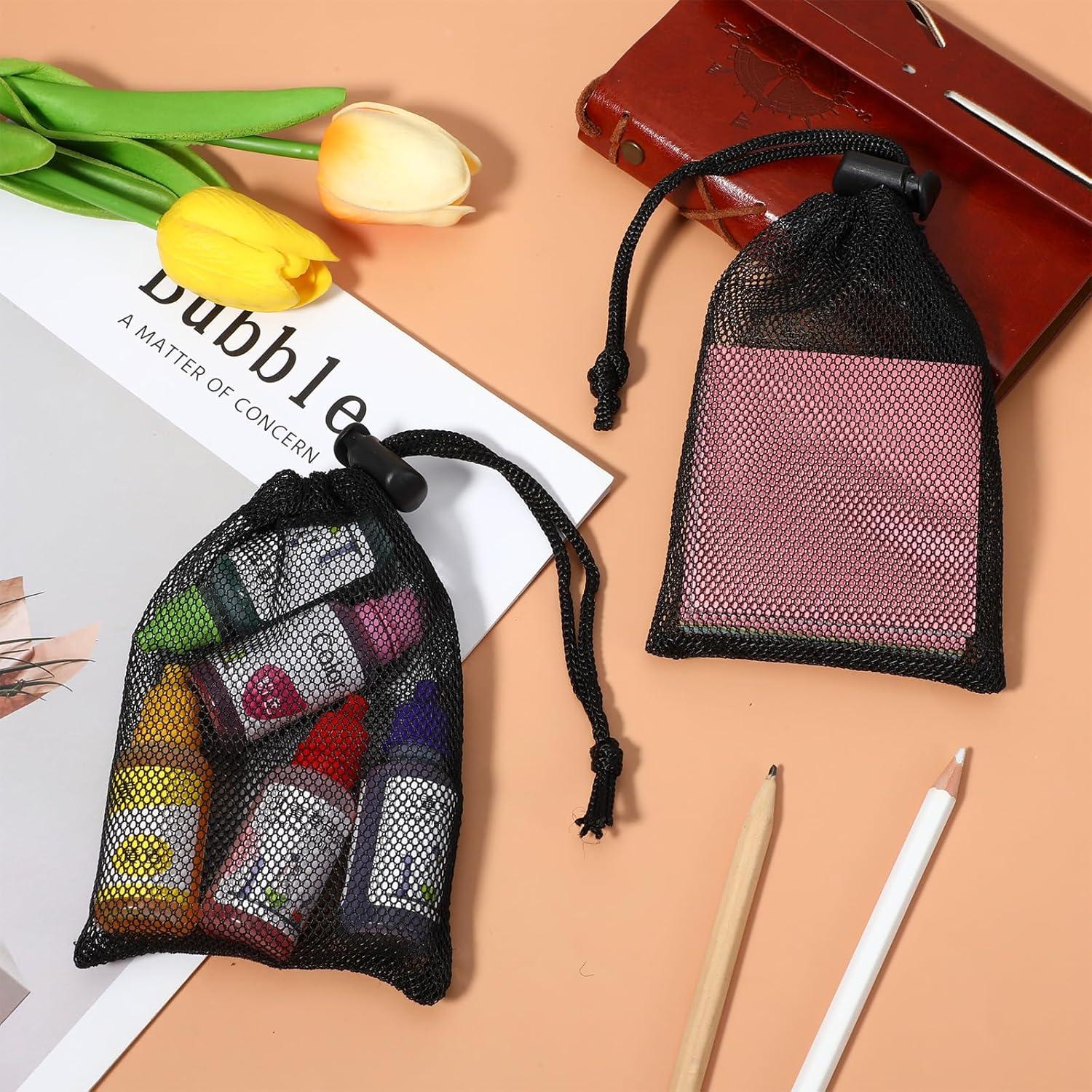 12 Bolsas de Malla Mini MBAIYO con Cierre de Cuerda 15x10cm