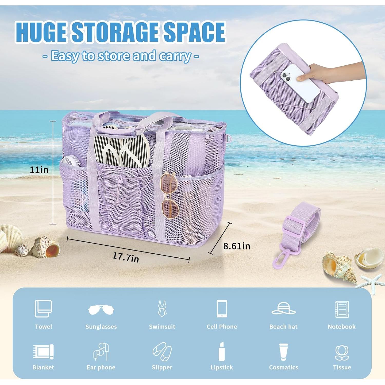 Bolsa de Playa Plegable PIG PIG GIRL Extra Grande Malla 45x28cm