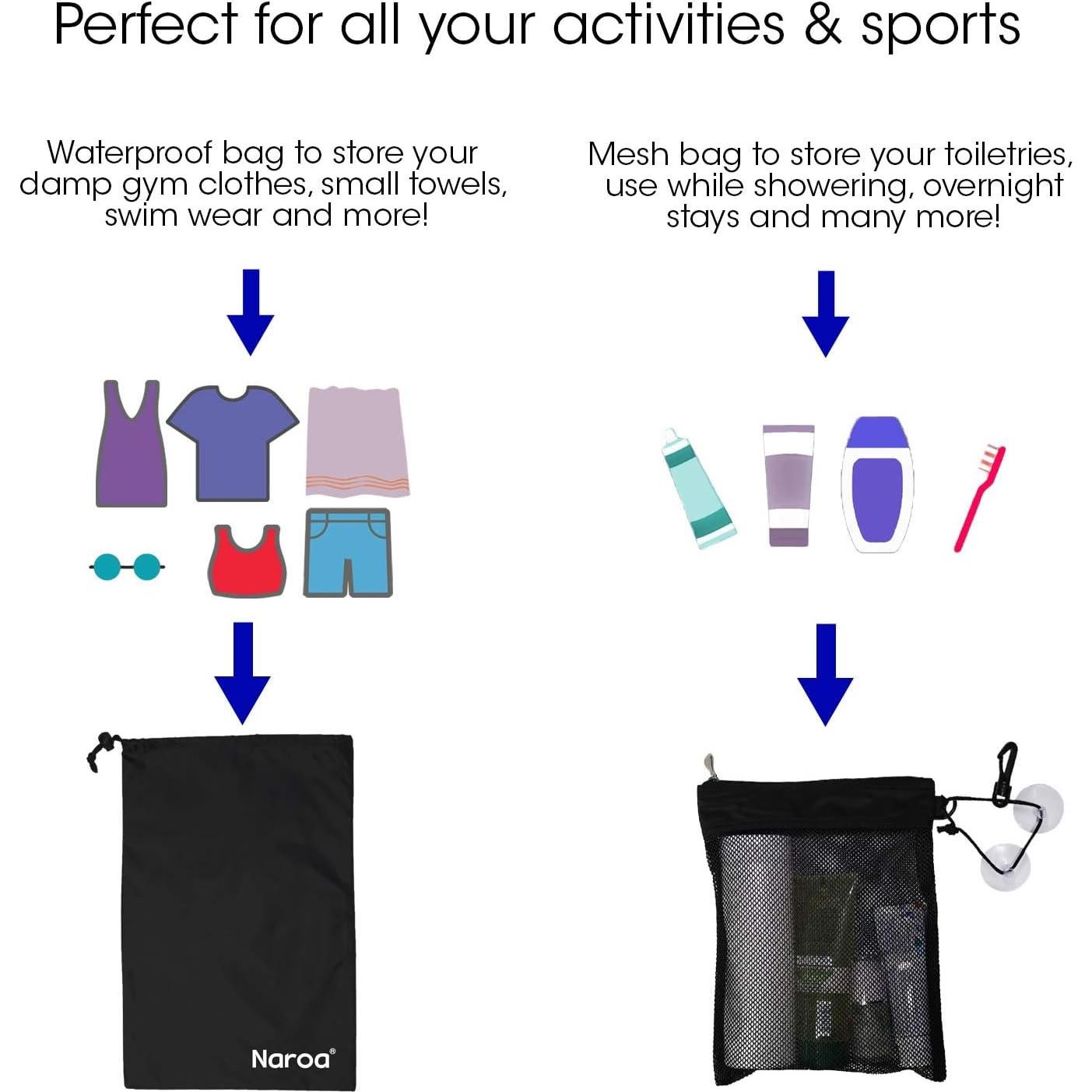 Bolsa de Aseo Impermeable Naroa 25.4x40.6cm para Gimnasio