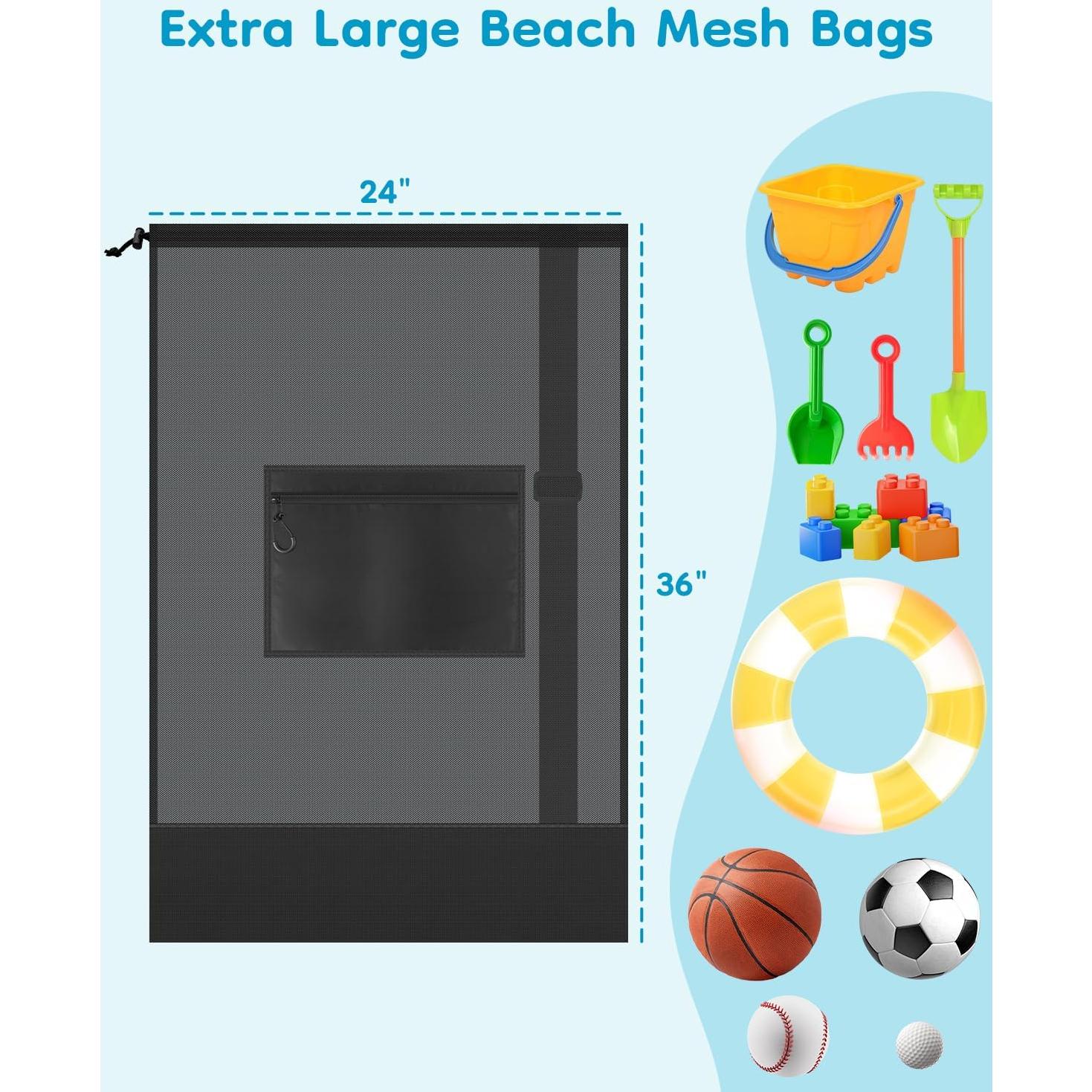 Bolsa de Playa Grande BROTOU con Cierre de Cuerda - Malla Nylon