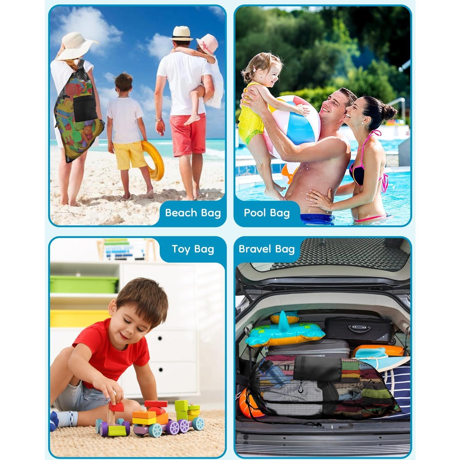 Bolsa de Playa Grande BROTOU con Cierre de Cuerda - Malla Nylon