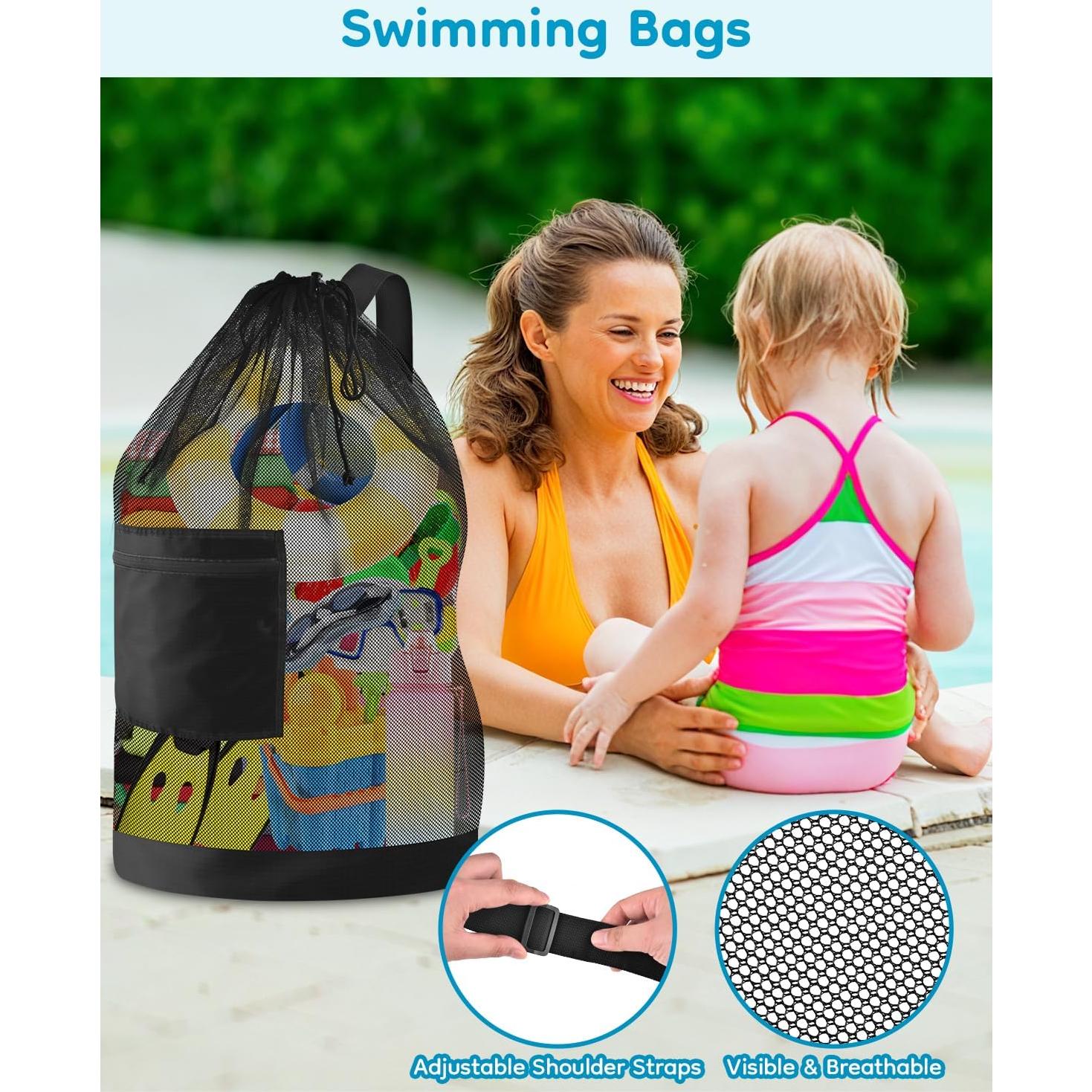 Bolsa de Playa Grande BROTOU con Cierre de Cuerda - Malla Nylon