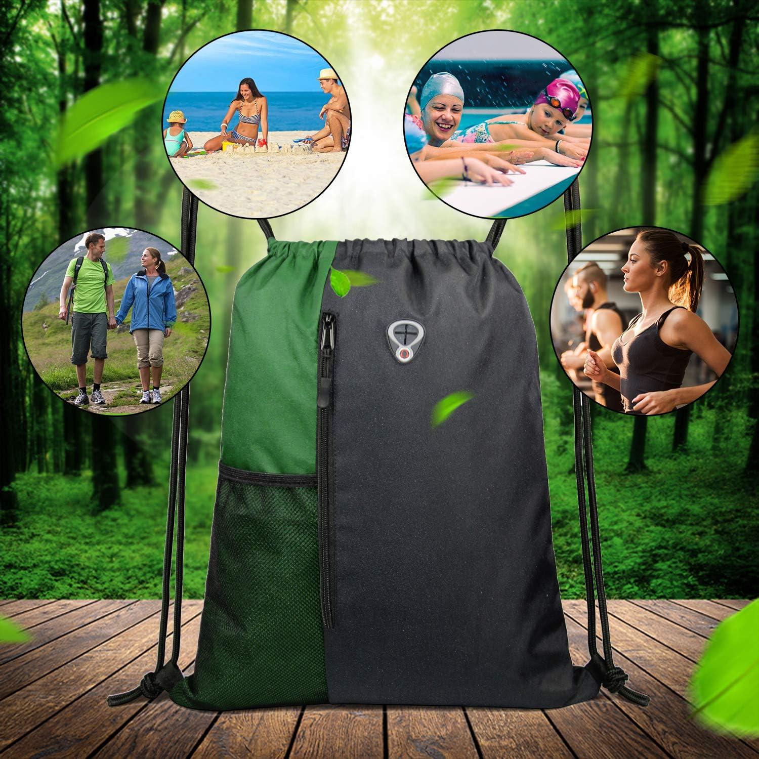 BeeGreen Mochila Deportiva de Cuerda con Cremallera y Bolsillos