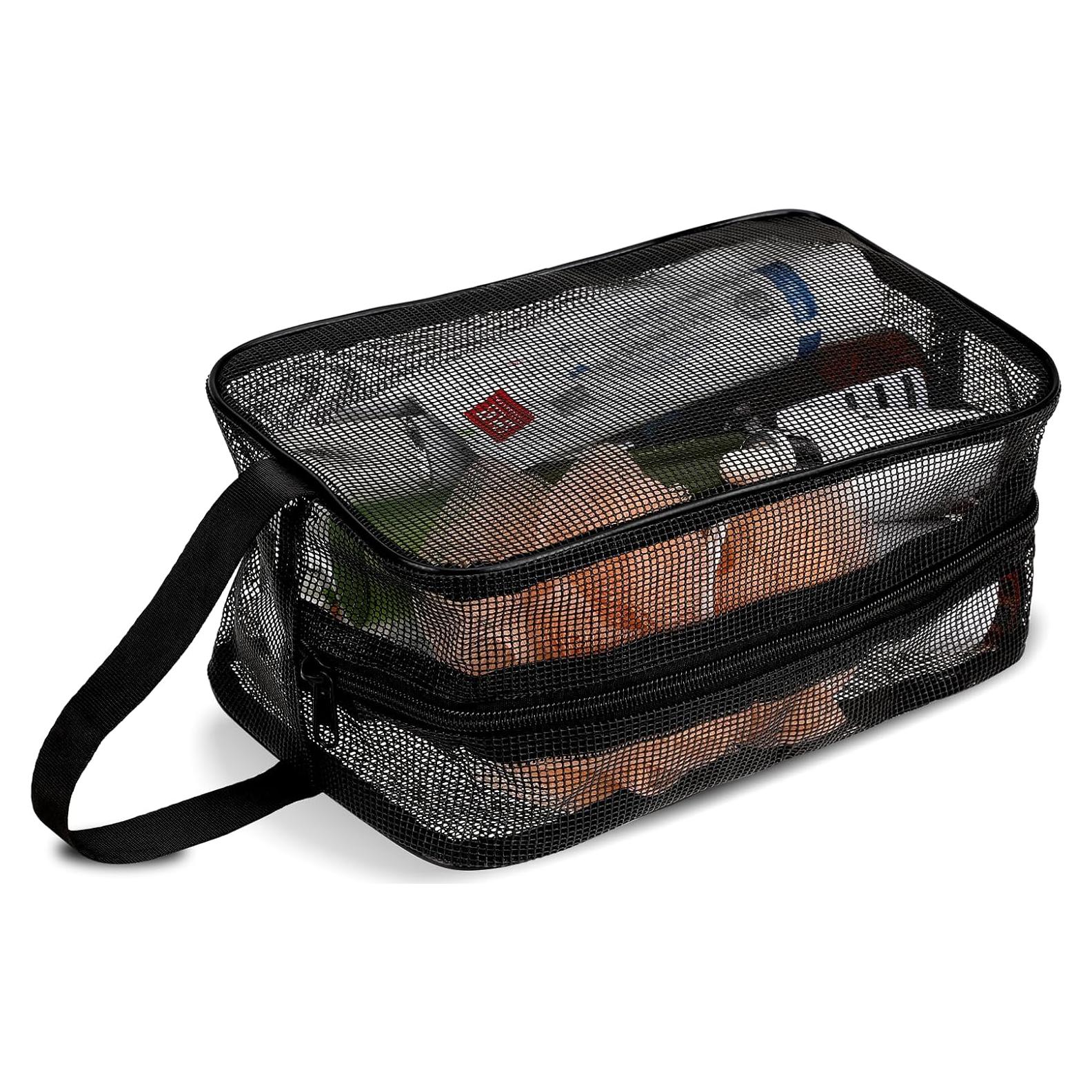 Bolsa de Ducha Portátil Mozeat Negra 25x11x16cm Malla