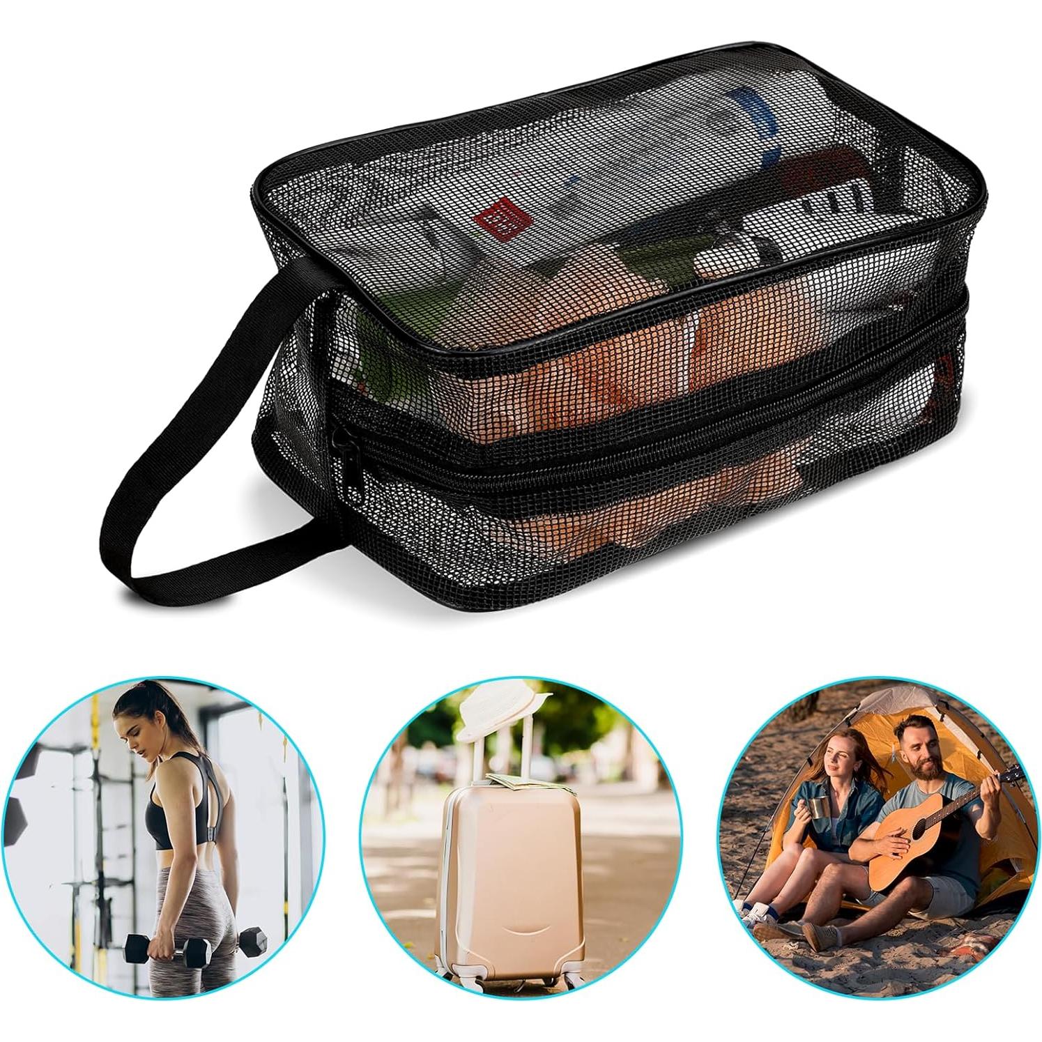 Bolsa de Ducha Portátil Mozeat Negra 25x11x16cm Malla