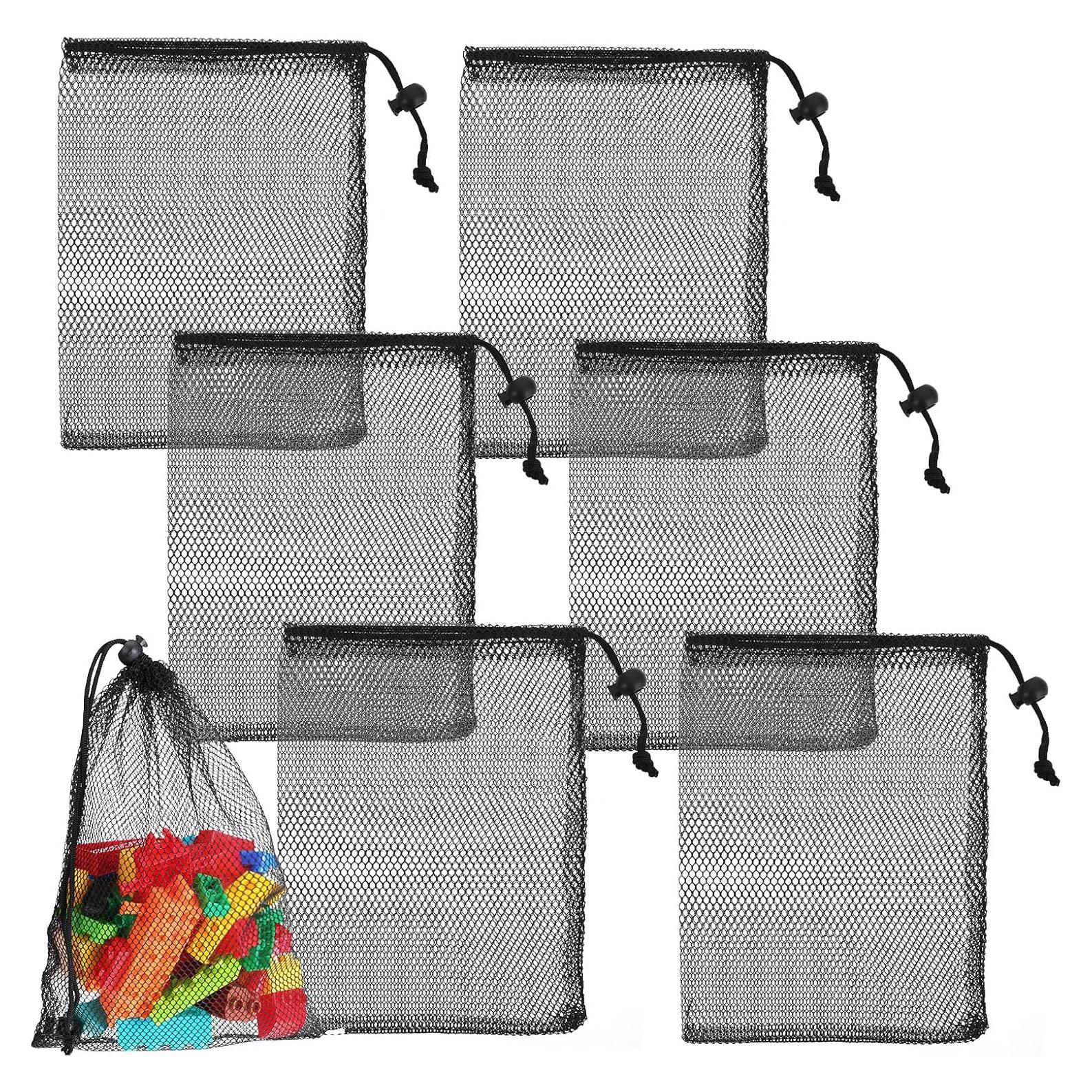 6 Bolsas de Malla Negras con Cierre de Cordón 30x20cm Styquenzer