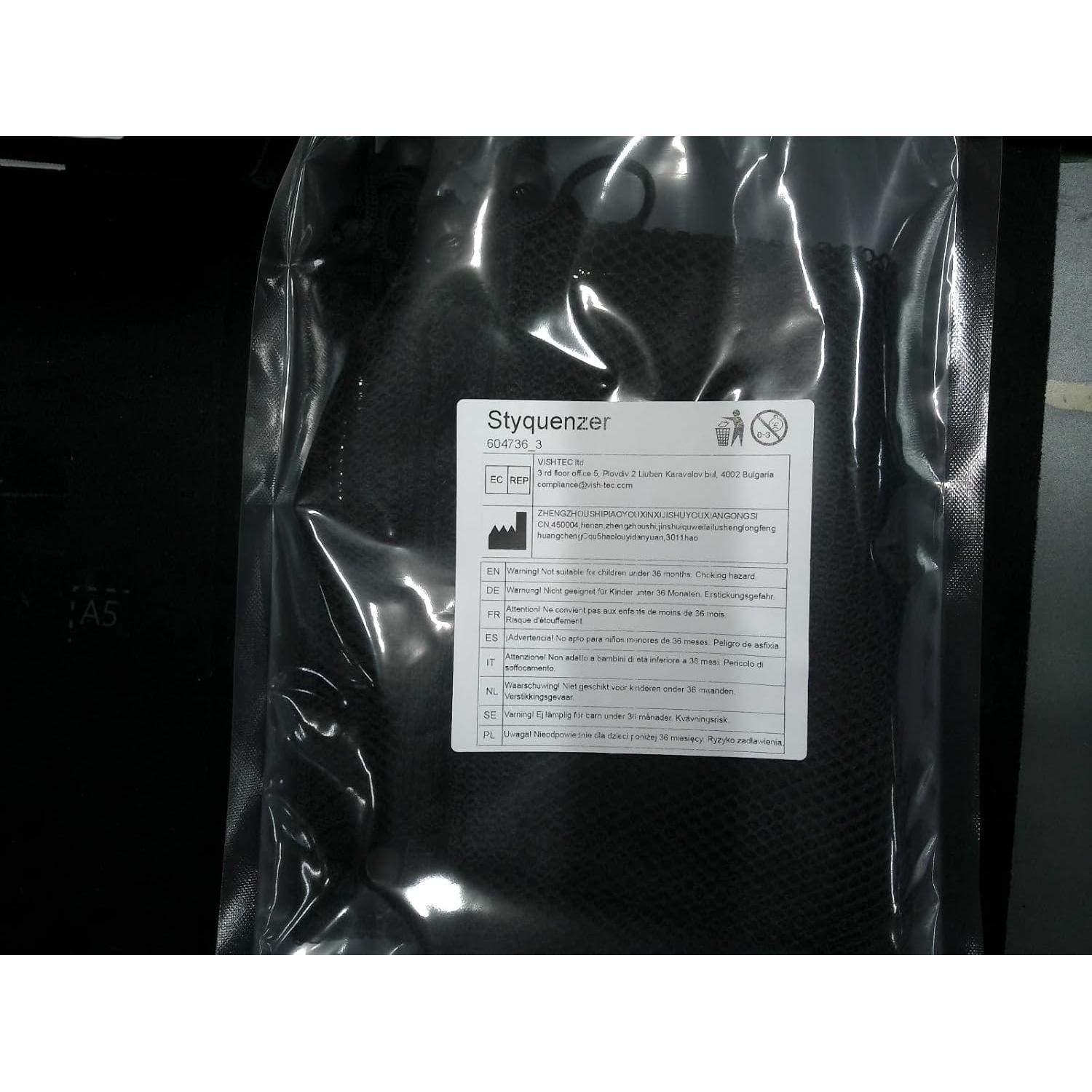 6 Bolsas de Malla Negras con Cierre de Cordón 30x20cm Styquenzer