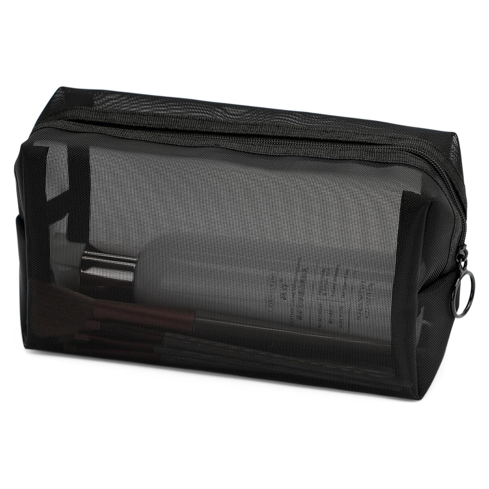 Bolsa de Maquillaje de Malla Portátil TMMB Negra 21.6x8.9x12.7cm