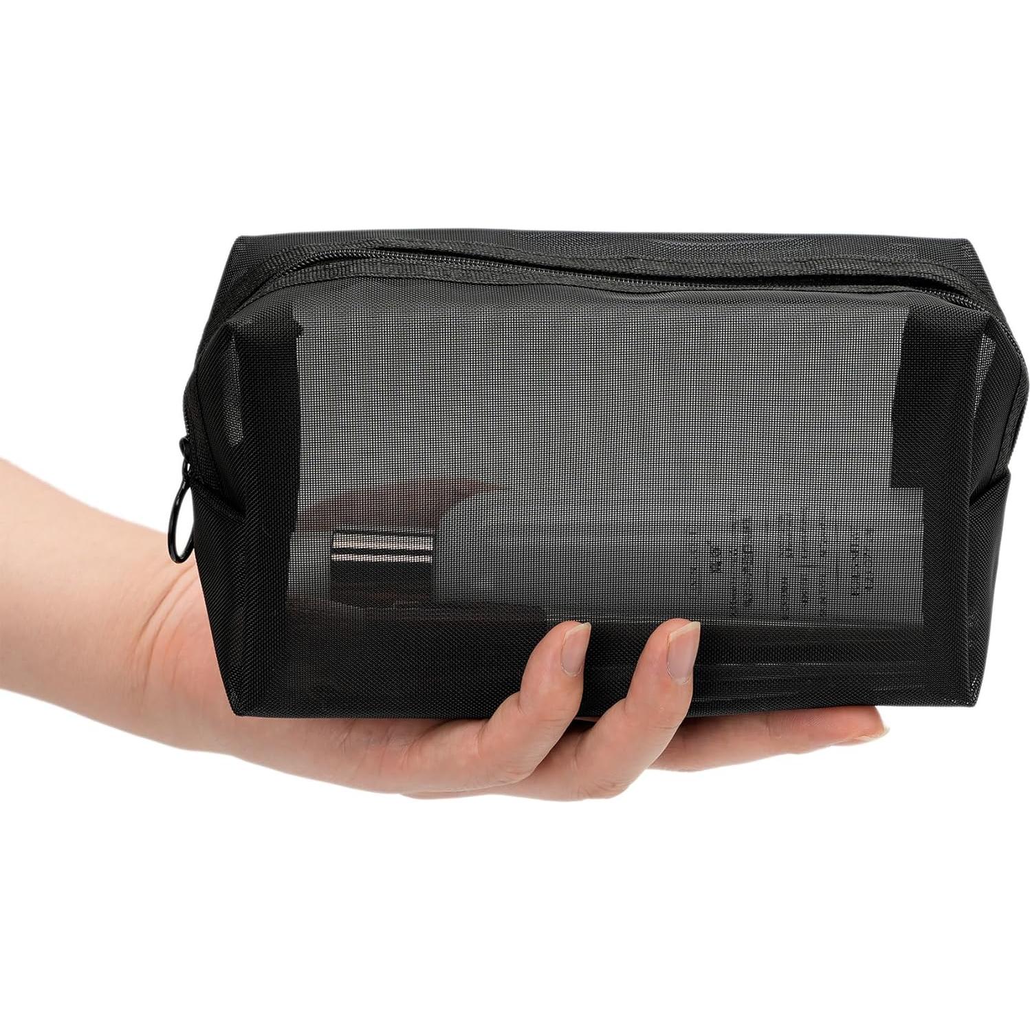 Bolsa de Maquillaje de Malla Portátil TMMB Negra 21.6x8.9x12.7cm