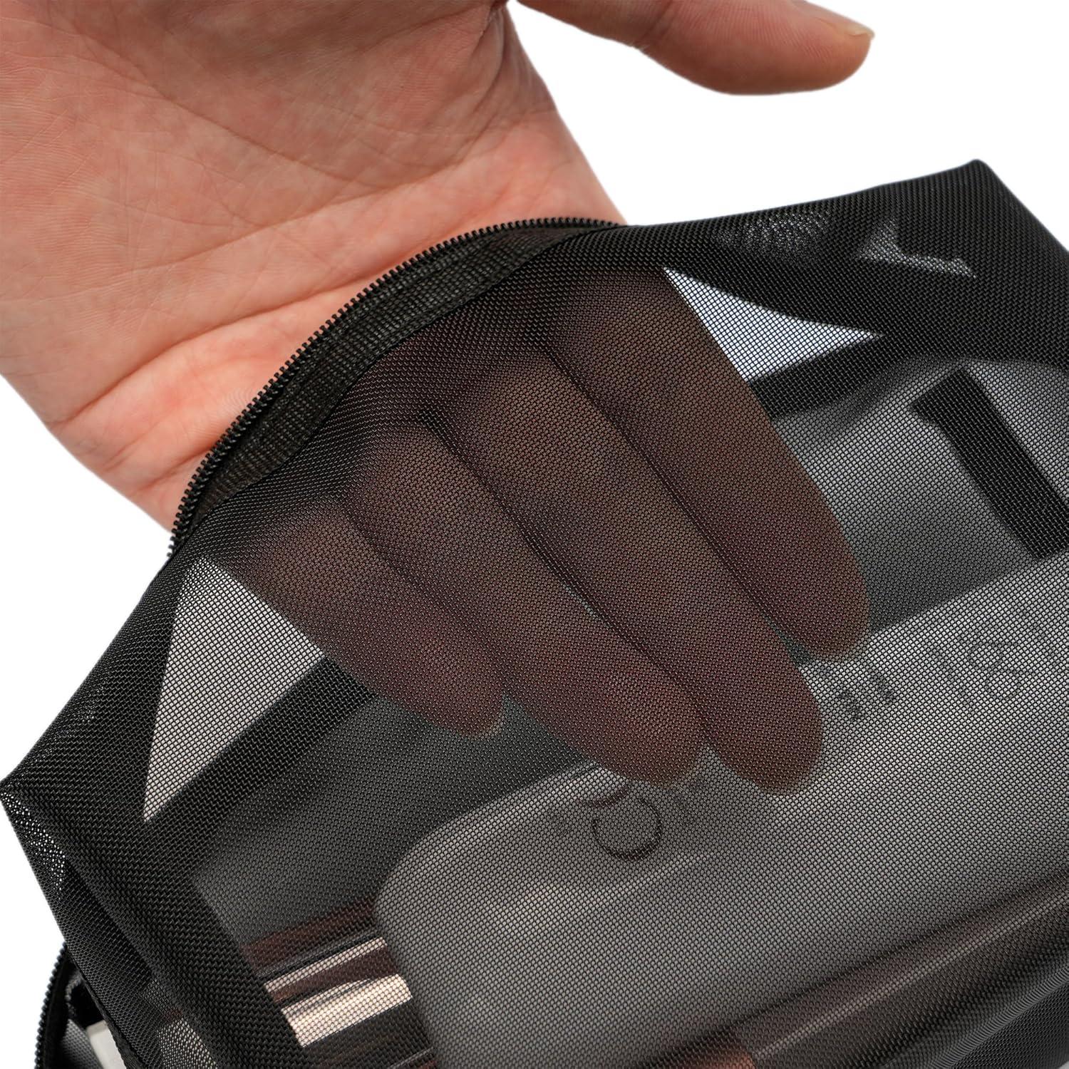 Bolsa de Maquillaje de Malla Portátil TMMB Negra 21.6x8.9x12.7cm