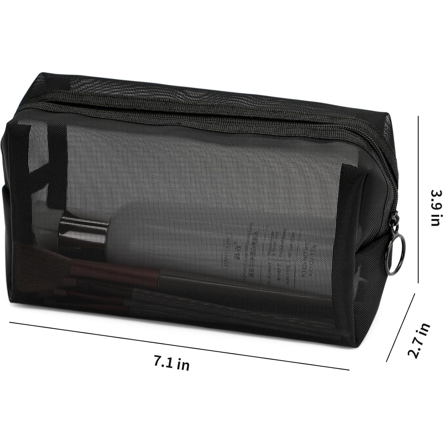 Bolsa de Maquillaje de Malla Portátil TMMB Negra 21.6x8.9x12.7cm