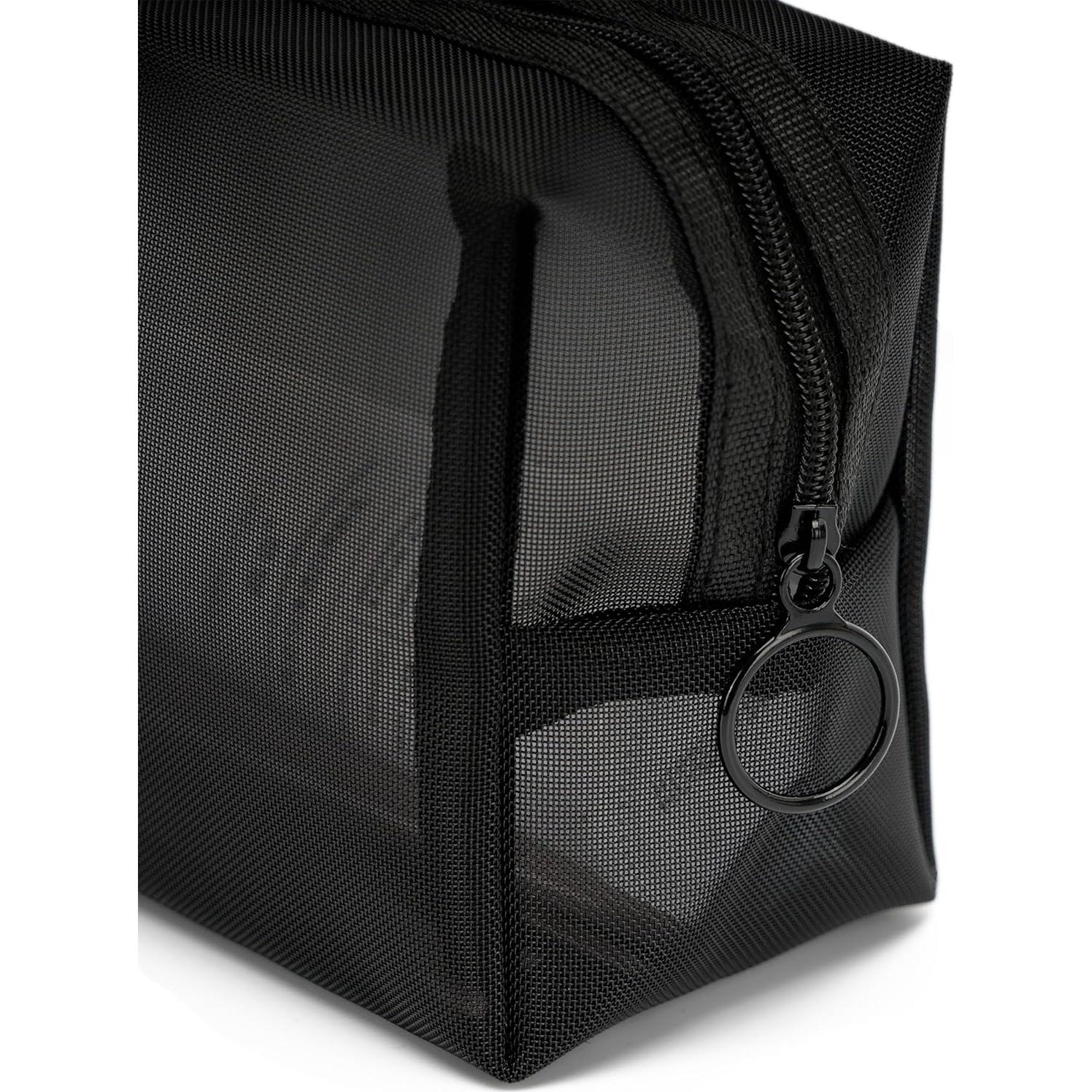 Bolsa de Maquillaje de Malla Portátil TMMB Negra 21.6x8.9x12.7cm