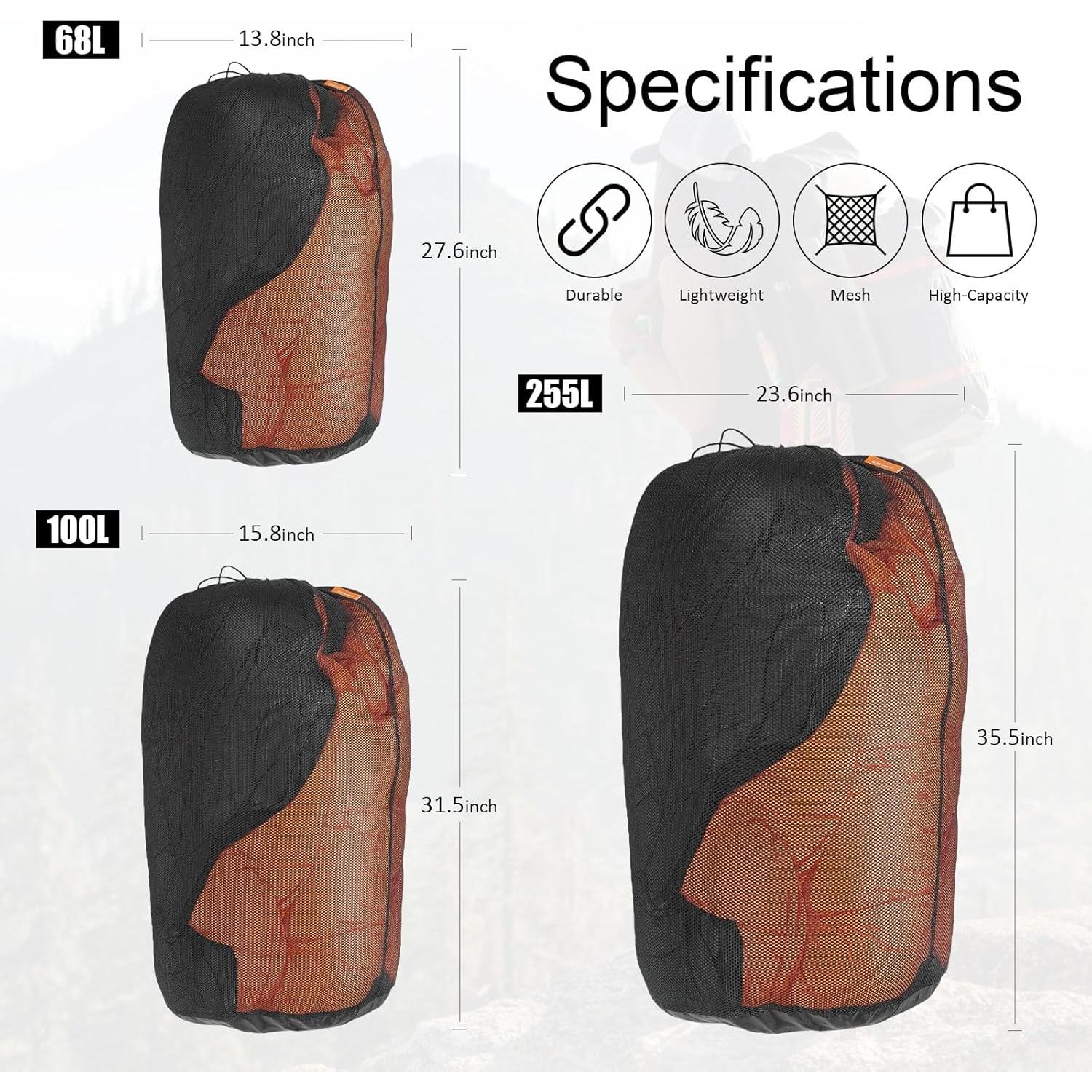 Bolsa de Almacenamiento Malla 68L OMVMO Resistente al Agua