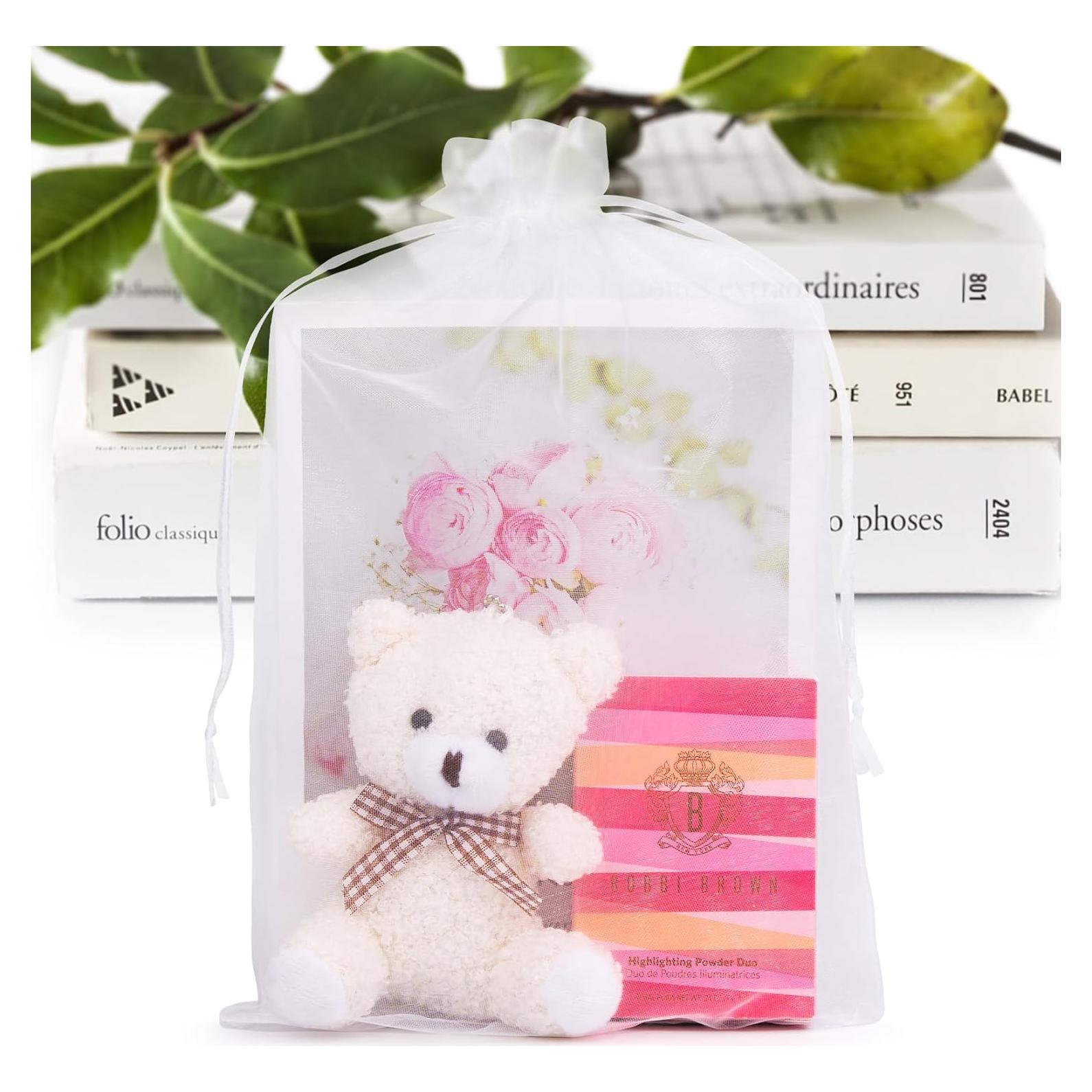 Paquete de 50 Bolsas de Organza Blancas ANZNKU 20x30 cm