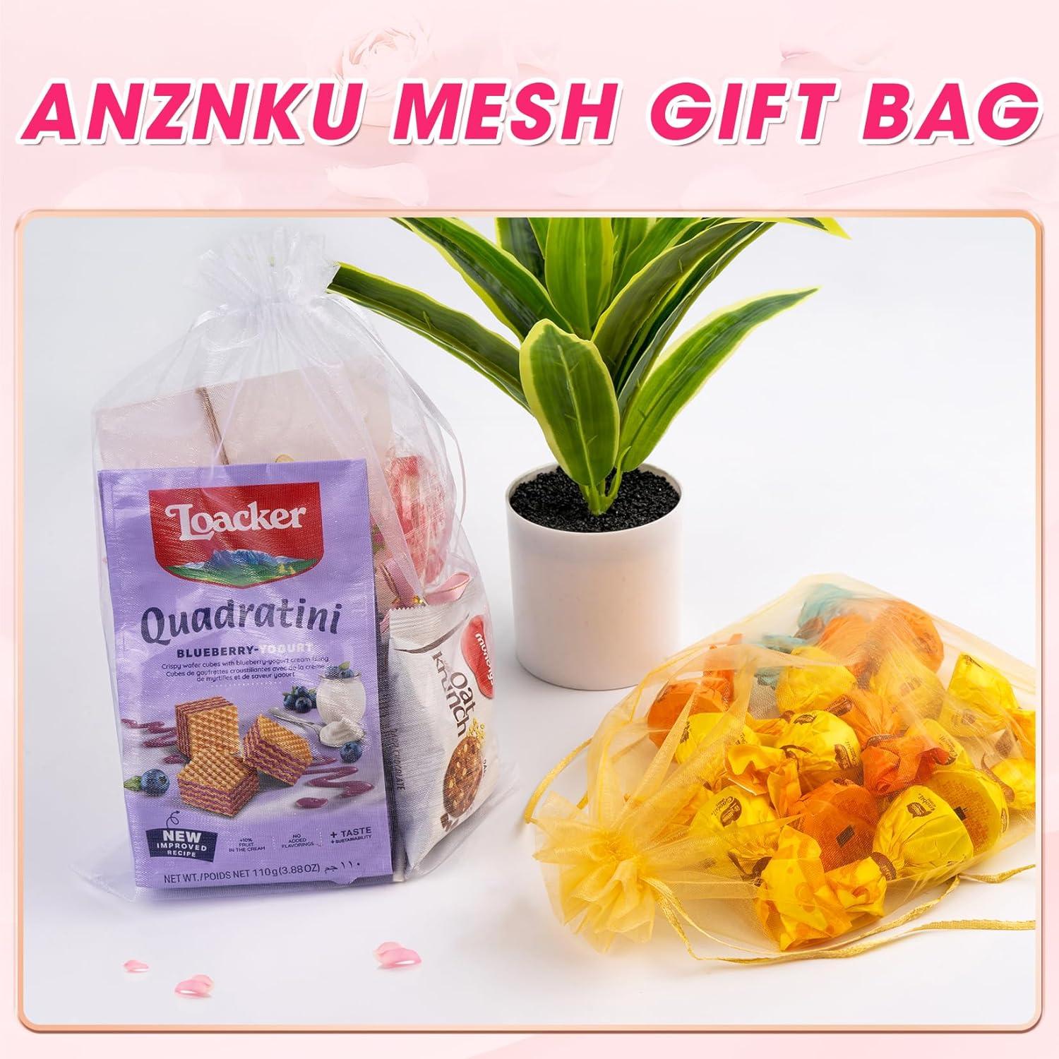 Paquete de 50 Bolsas de Organza Blancas ANZNKU 20x30 cm