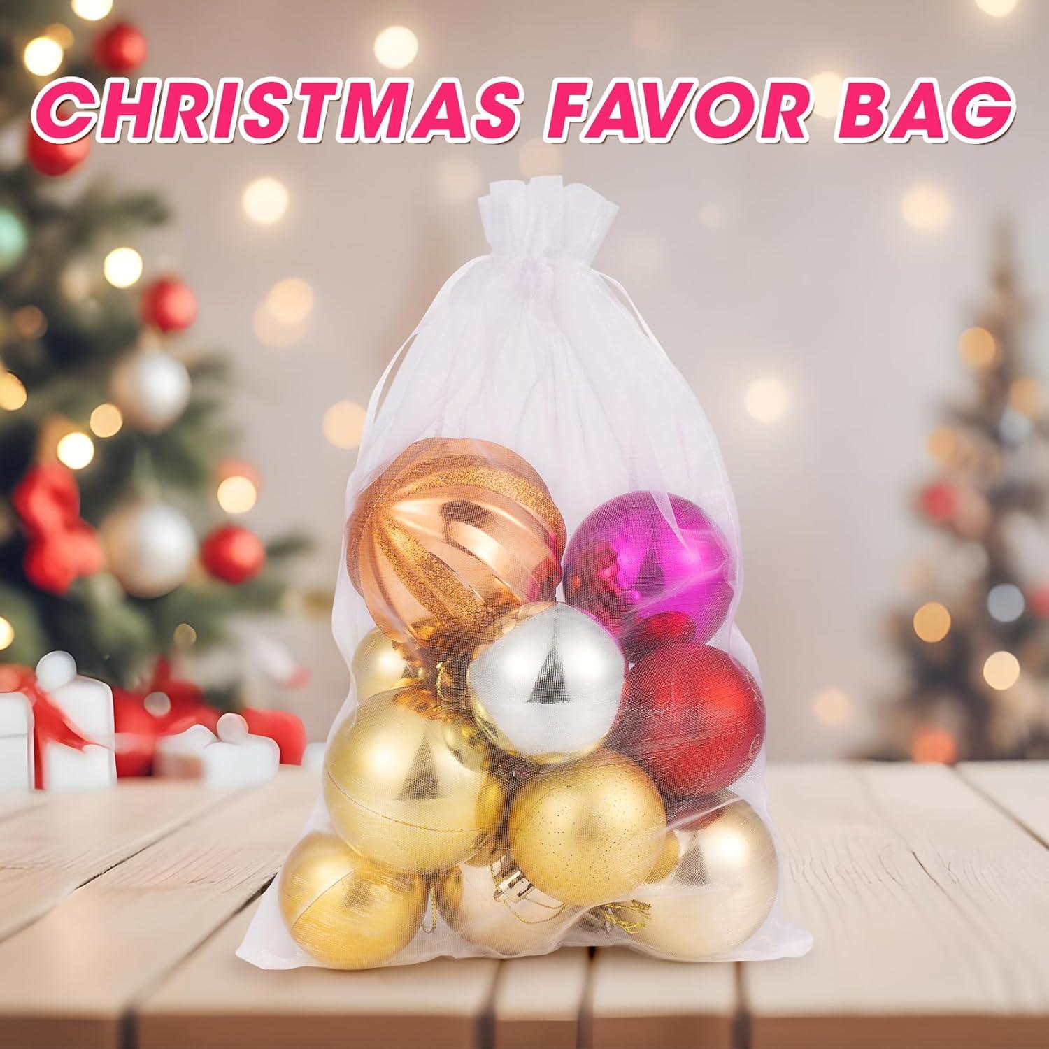 Paquete de 50 Bolsas de Organza Blancas ANZNKU 20x30 cm