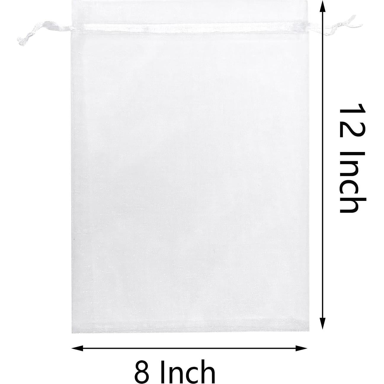 25 Bolsas de Organza Transparentes 20x30 cm con Cierre de Cuerda