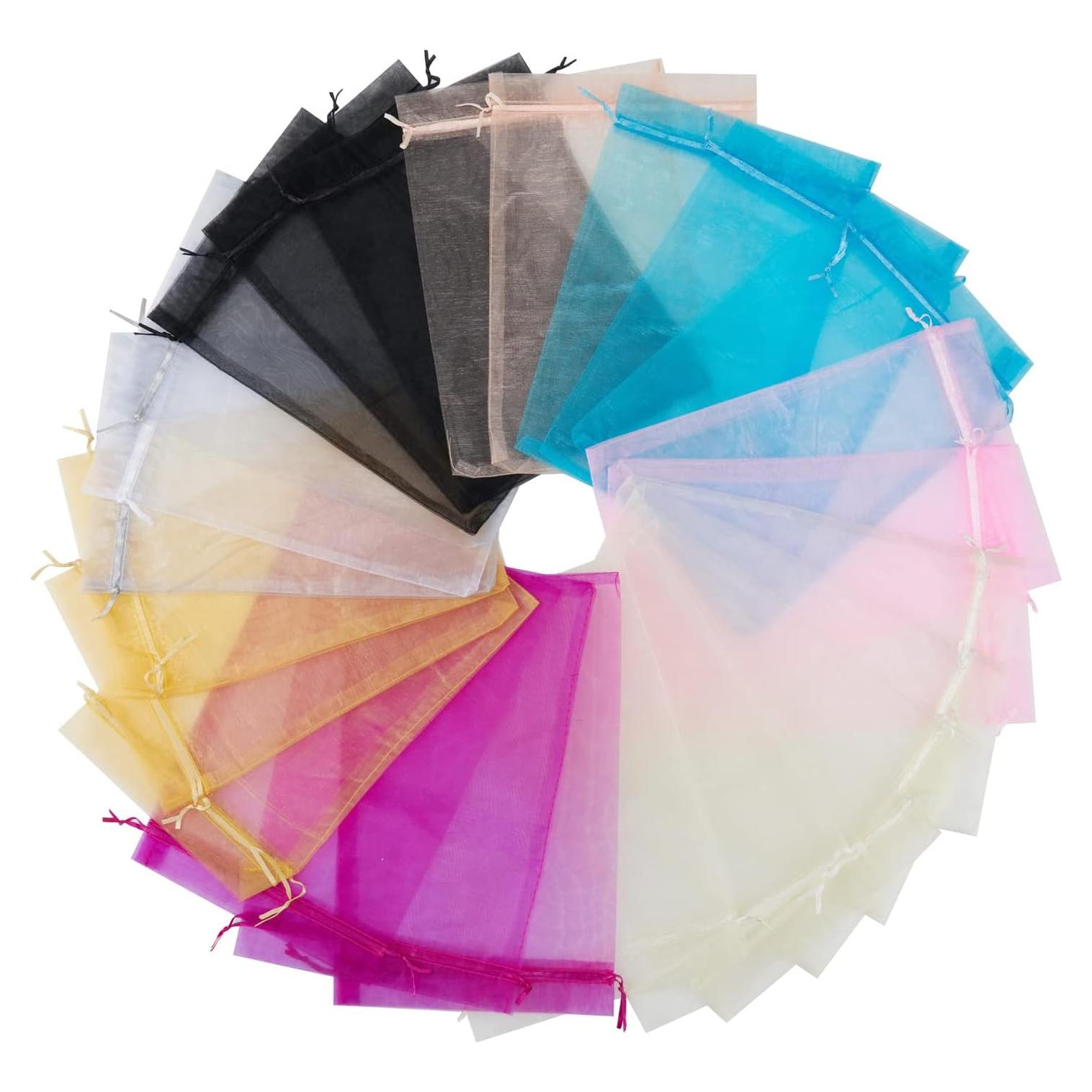 50 Bolsas de Regalo de Organza 15x22 cm Multicolor con Cierre