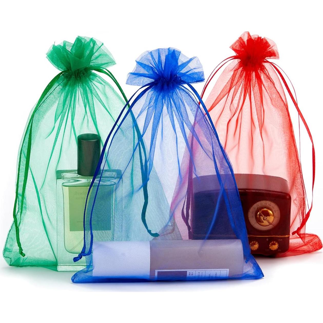 50 Bolsas de Regalo de Organza 15x22 cm Multicolor con Cierre