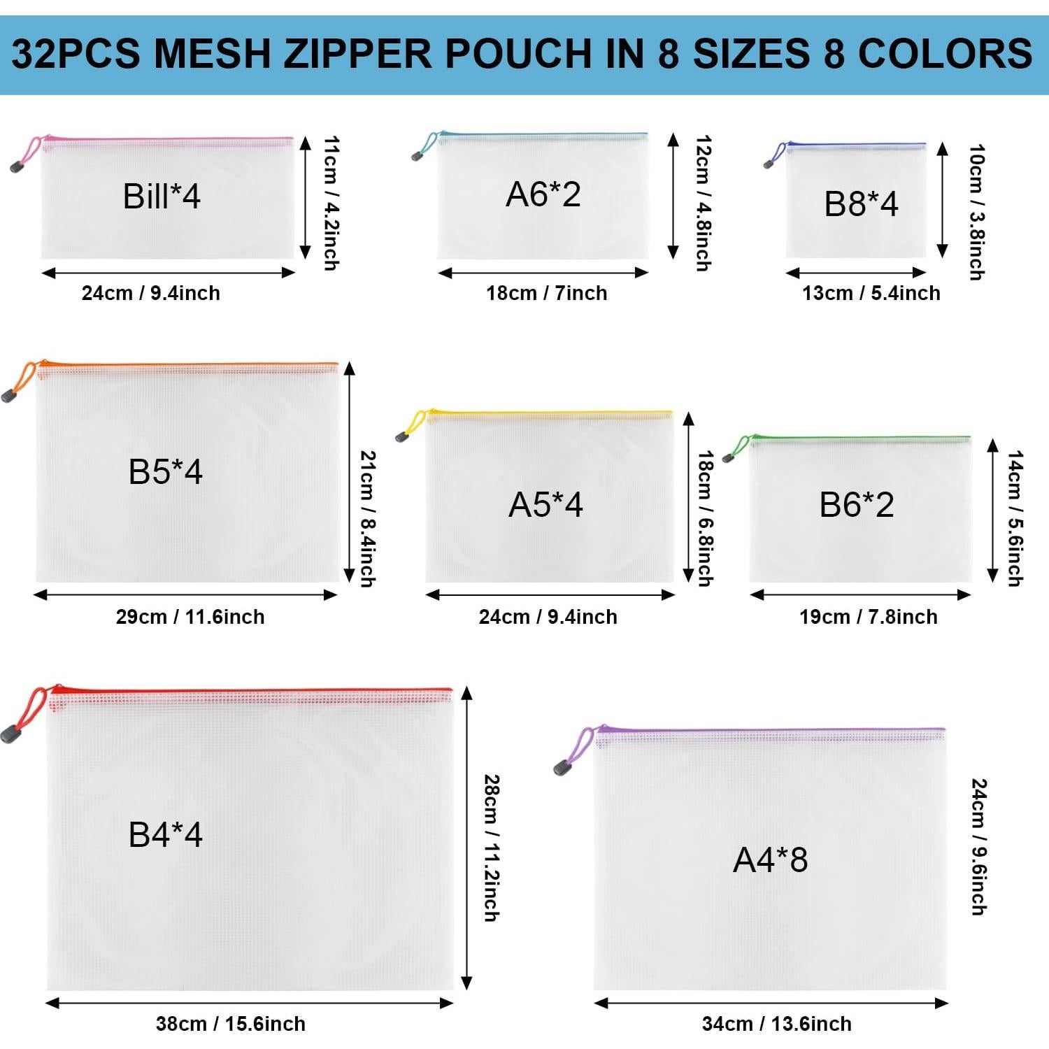 Bolsas de Cremallera de Malla SILVERRAV 32 Pcs Multicolor