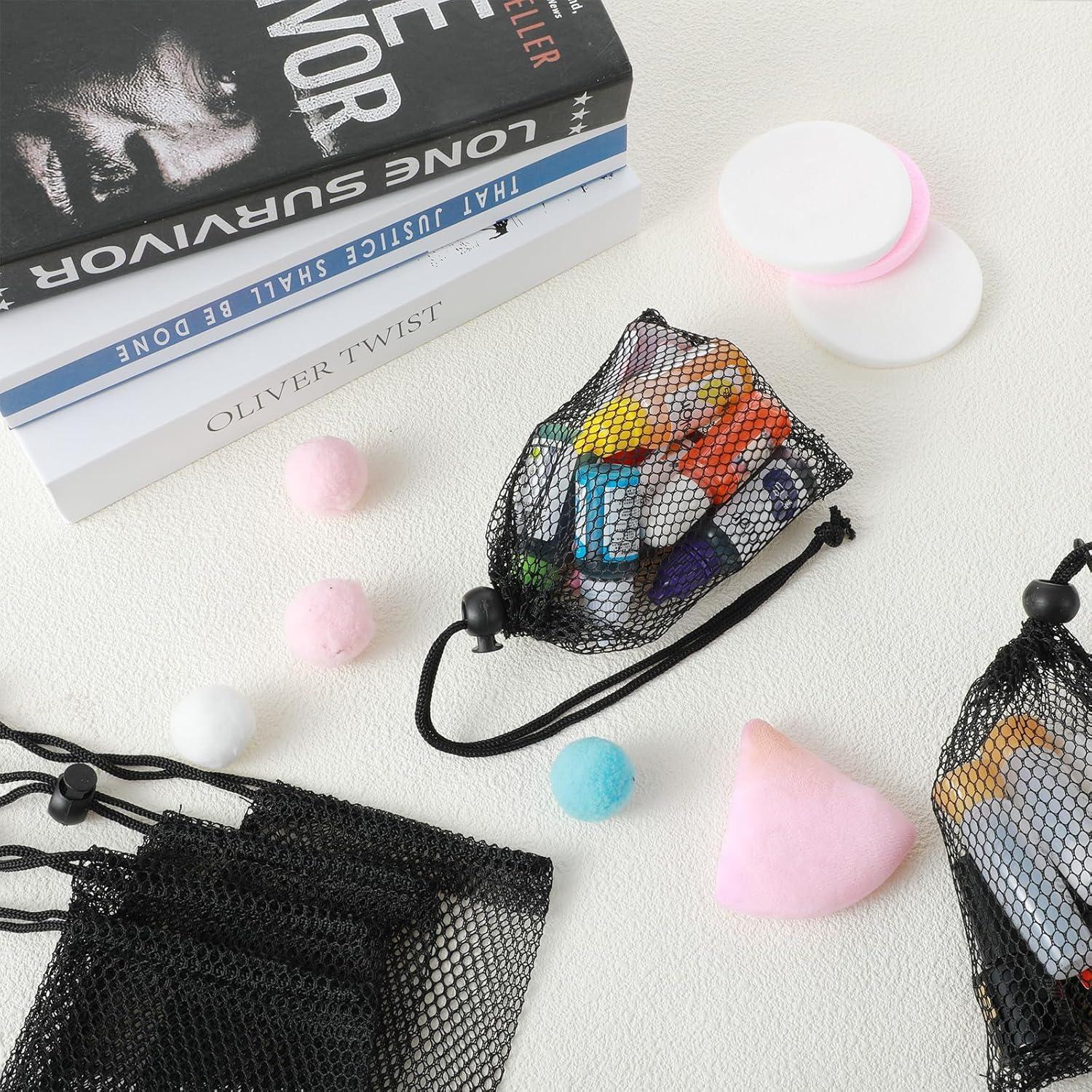 10 Bolsas de Malla Negra con Cierre de Cuerda 20x15 cm YUXIANLB