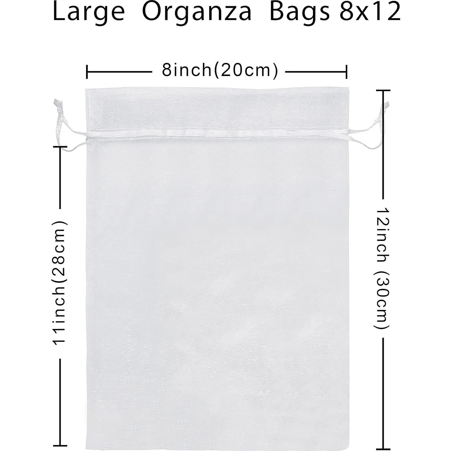 Paquete de 50 Bolsas de Organza Blanca 20x30 cm para Regalos