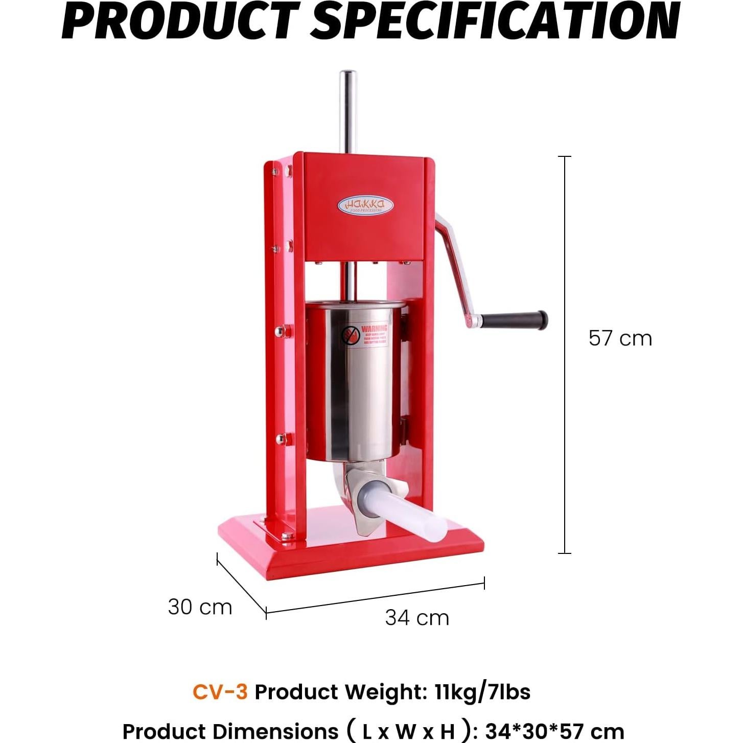 Embutidora de Salchichas Hakka Vertical 3L Acero Inoxidable