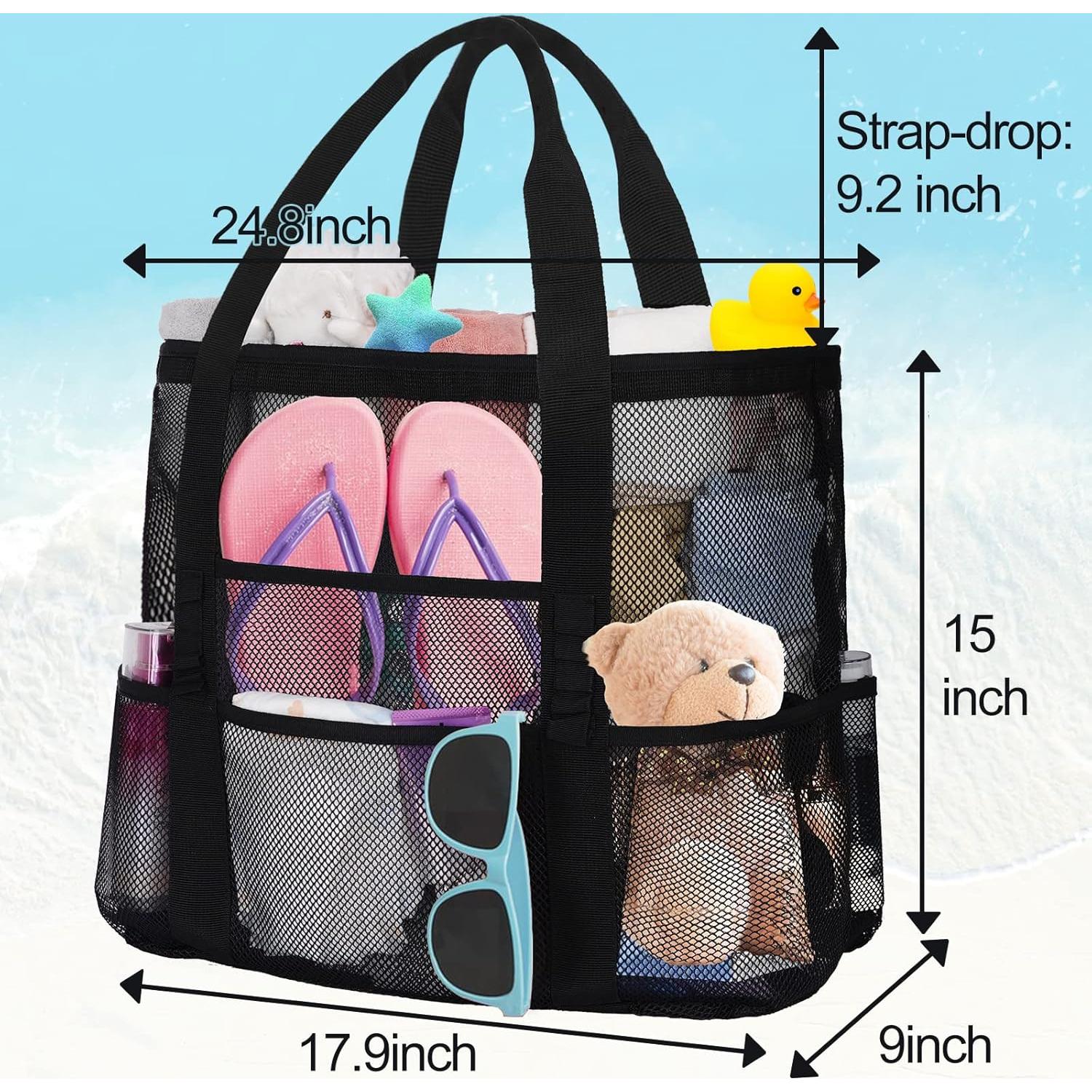 Bolsa de Playa de Malla Impermeable para Mujeres - Tote Negra
