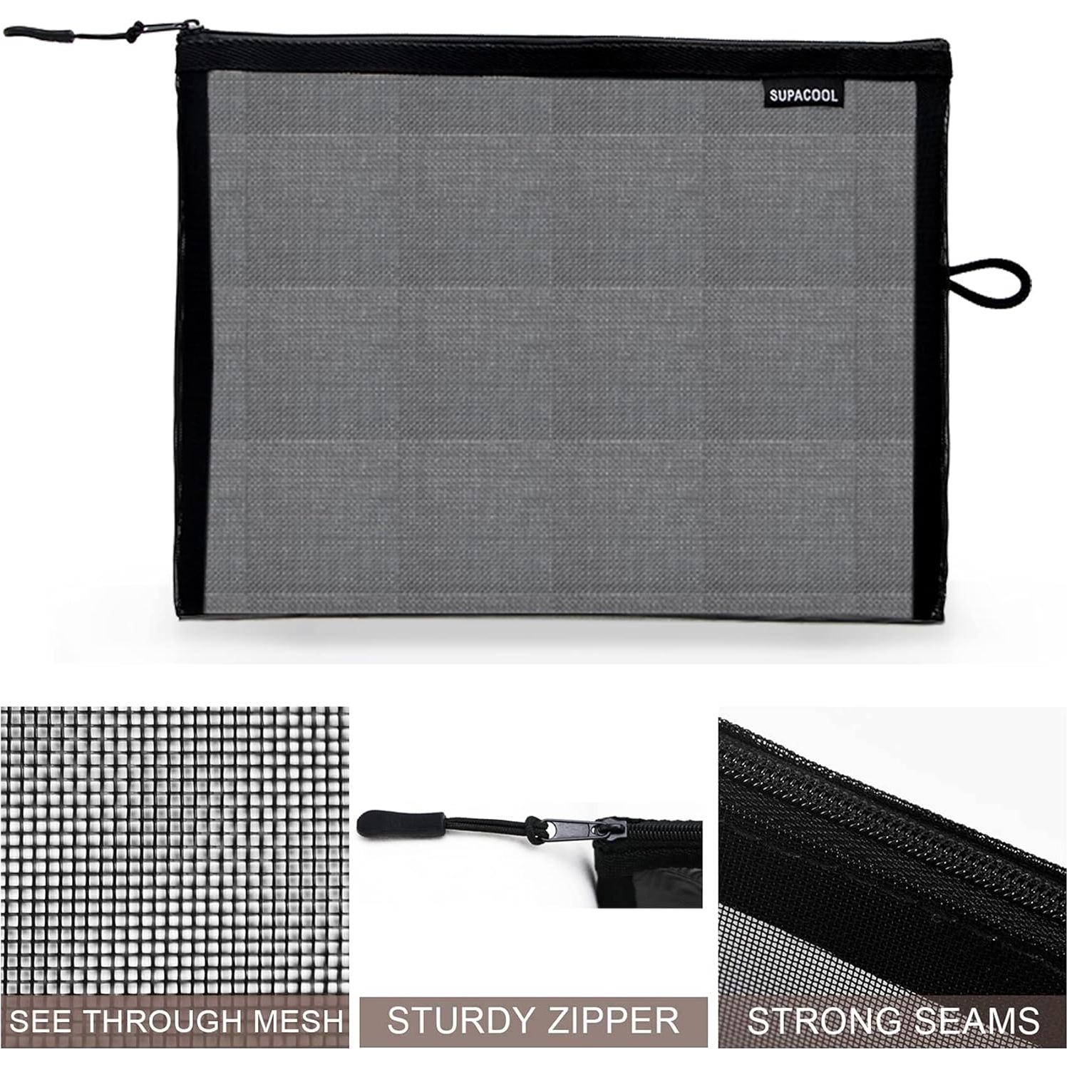 Set de 4 Bolsas de Maquillaje de Malla SUPACOOL - Negro