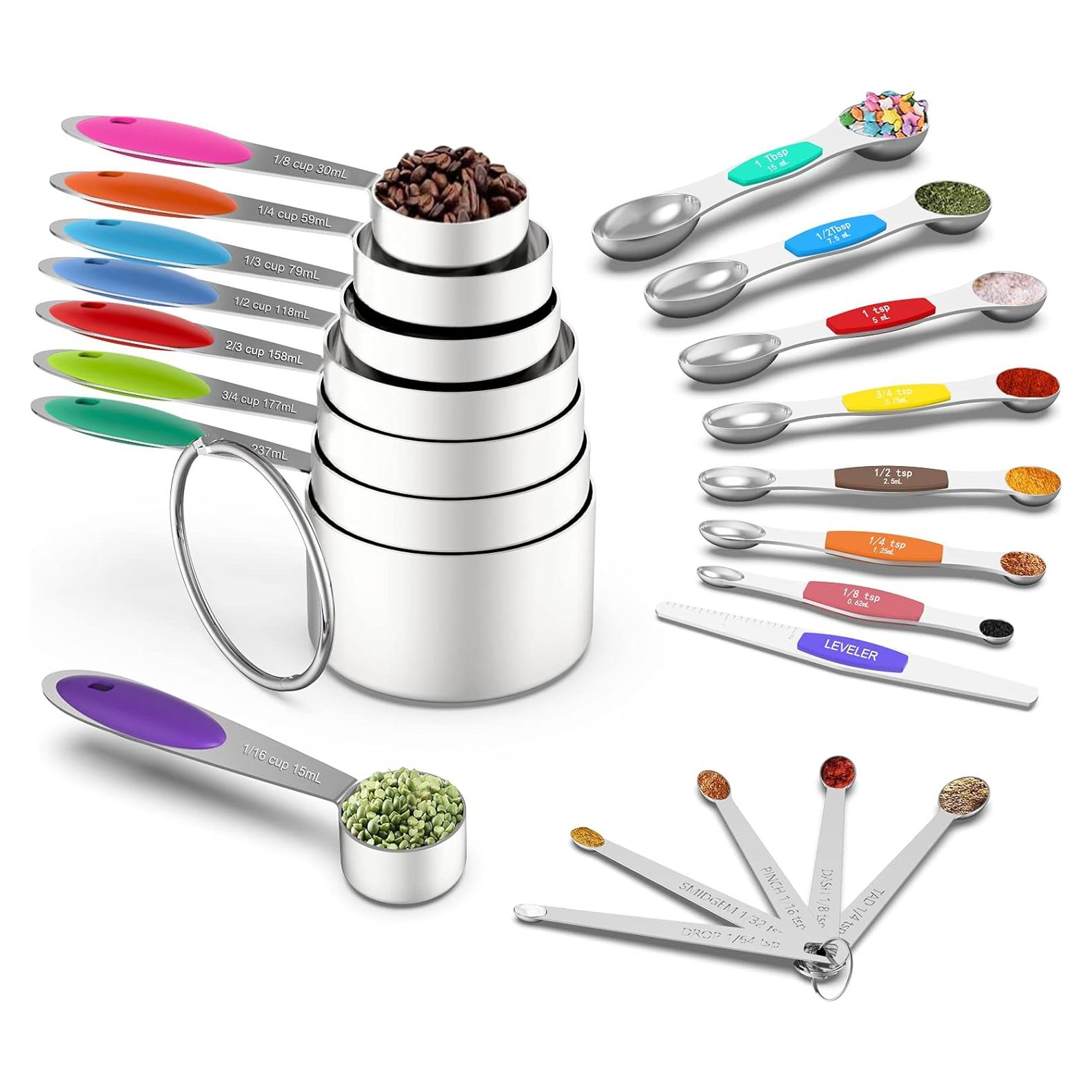 Juego de Tazas y Cucharas Medidoras Wildone 21 Piezas Acero Inoxidable