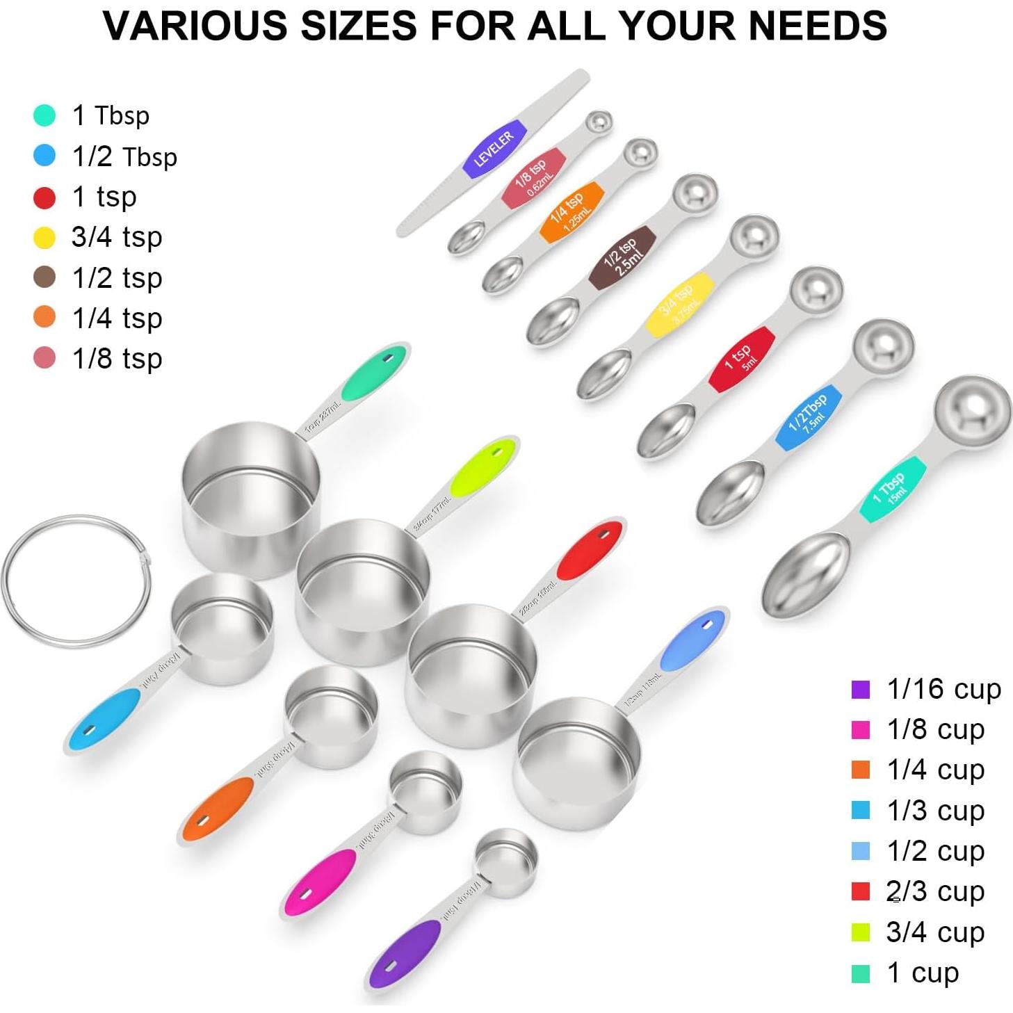 Juego de Tazas y Cucharas Medidoras Wildone 21 Piezas Acero Inoxidable