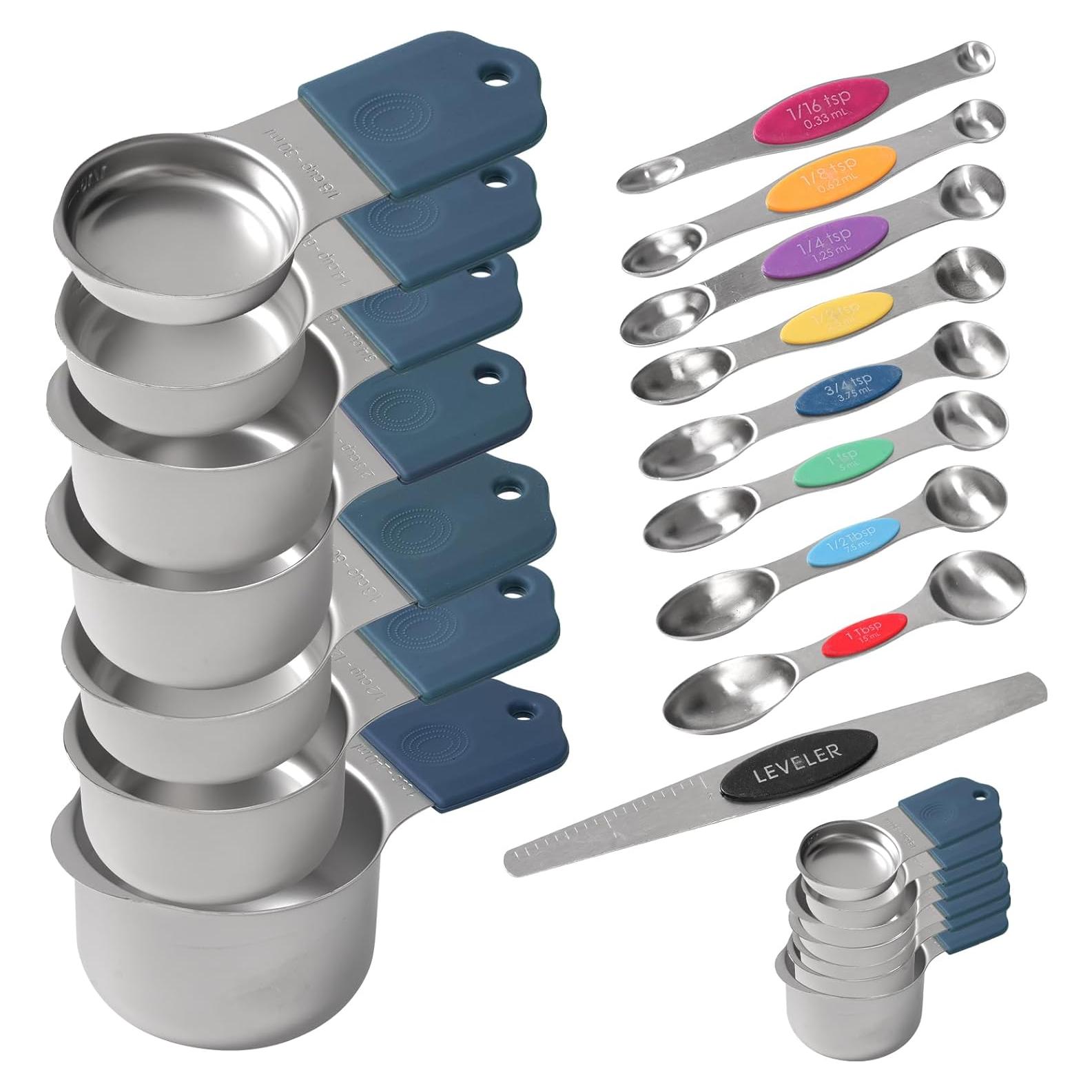 Juego de Tazas y Cucharas Medidoras Magnéticas Yanduxia 16 Piezas