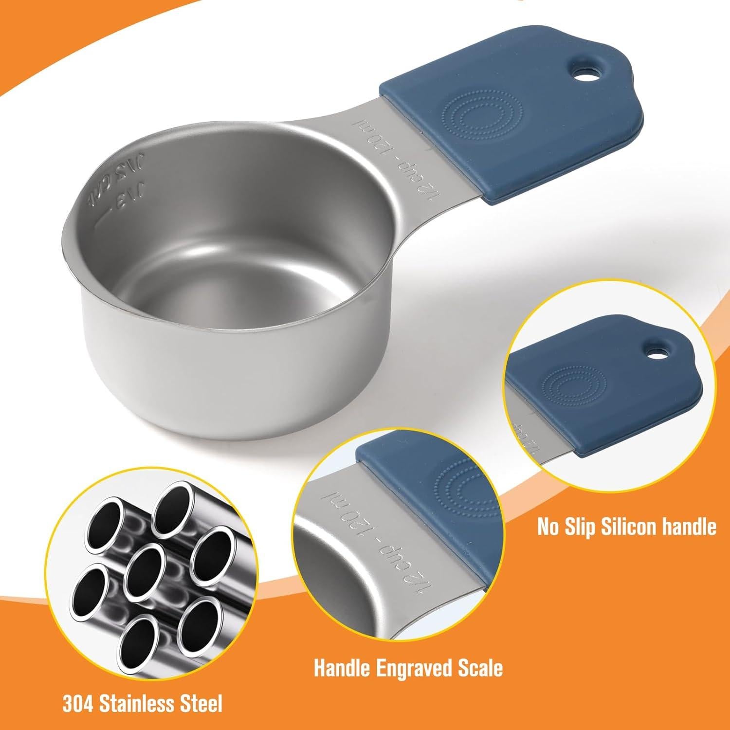 Juego de Tazas y Cucharas Medidoras Magnéticas Yanduxia 16 Piezas