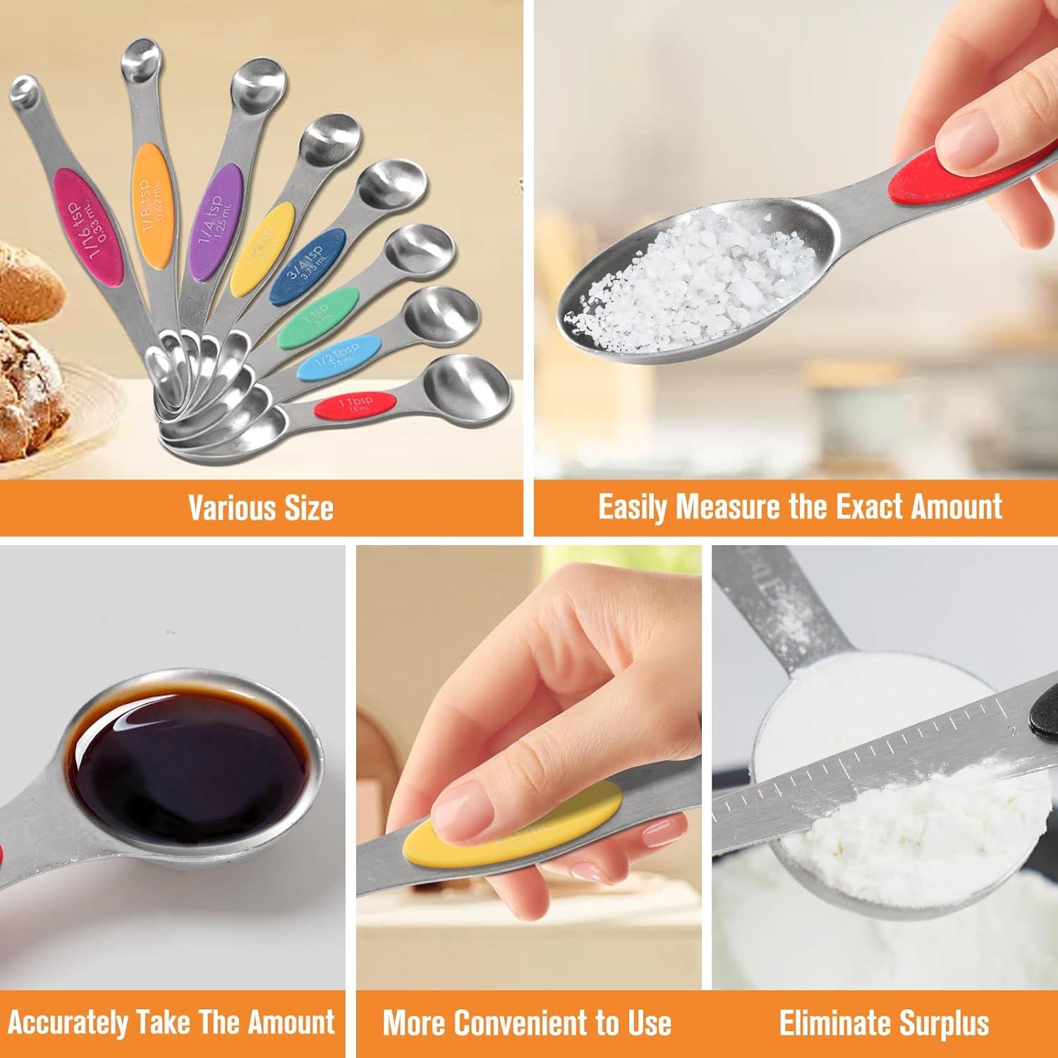 Juego de Tazas y Cucharas Medidoras Magnéticas Yanduxia 16 Piezas