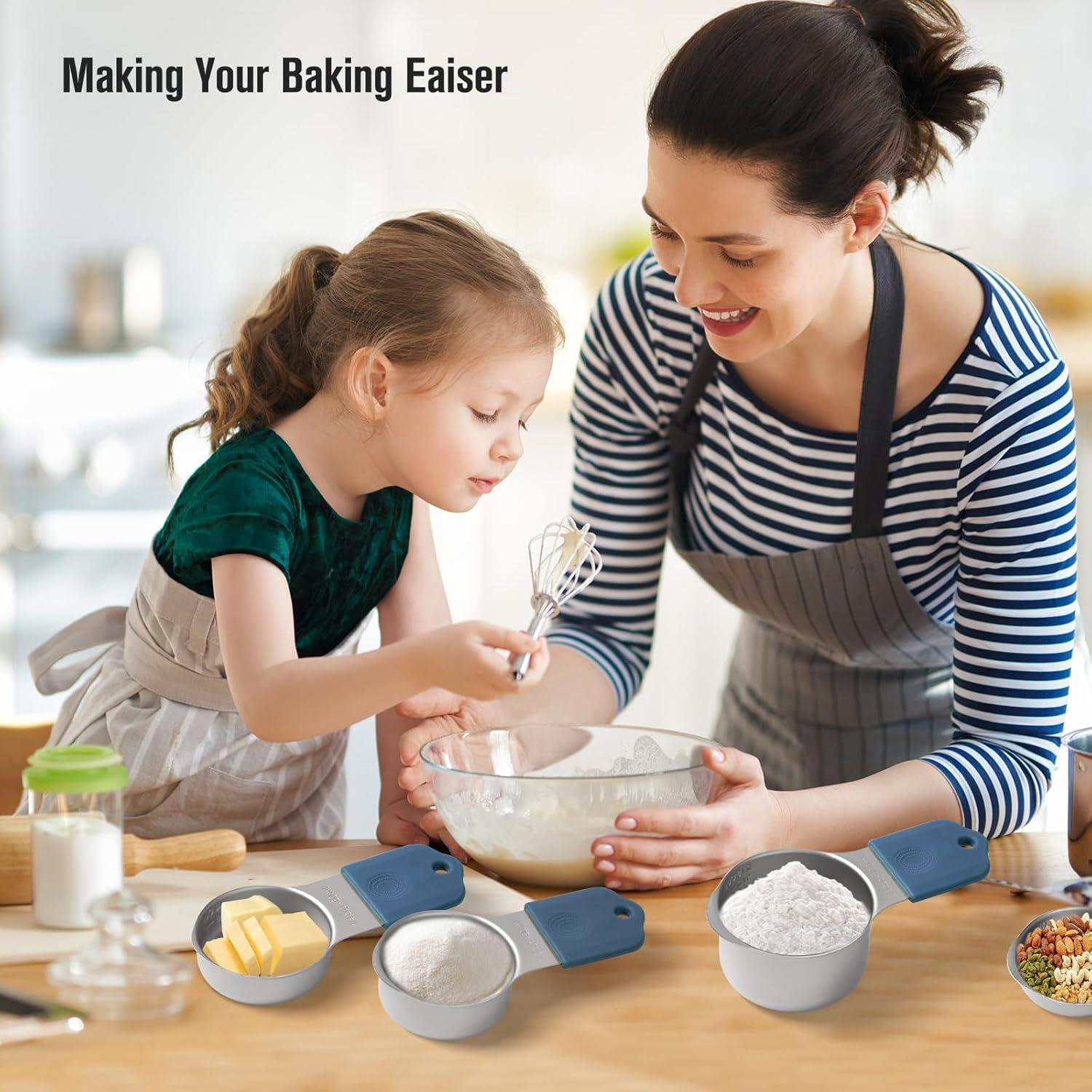 Juego de Tazas y Cucharas Medidoras Magnéticas Yanduxia 16 Piezas