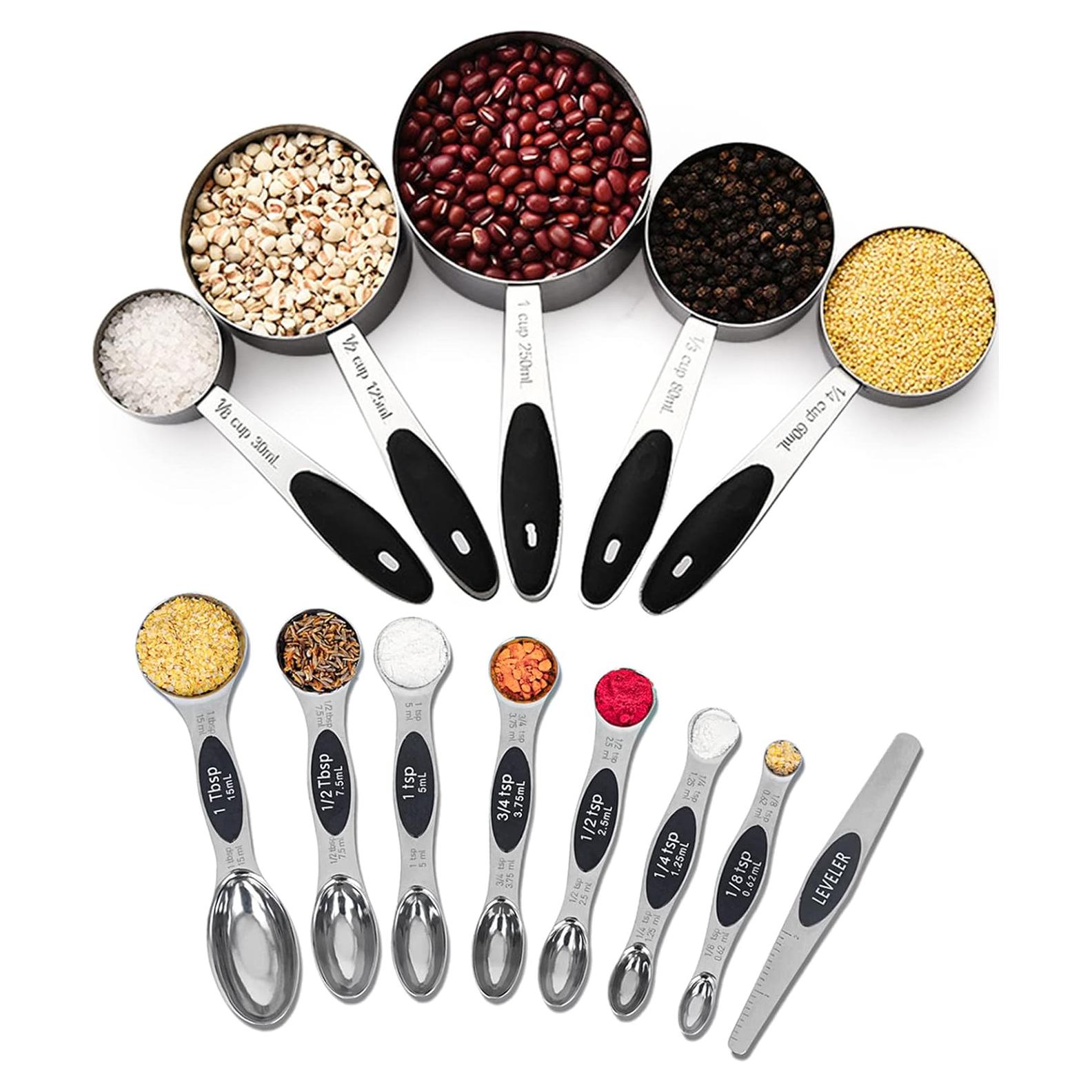 Juego de Tazas y Cucharas Medidoras WARMHEART Acero Inoxidable