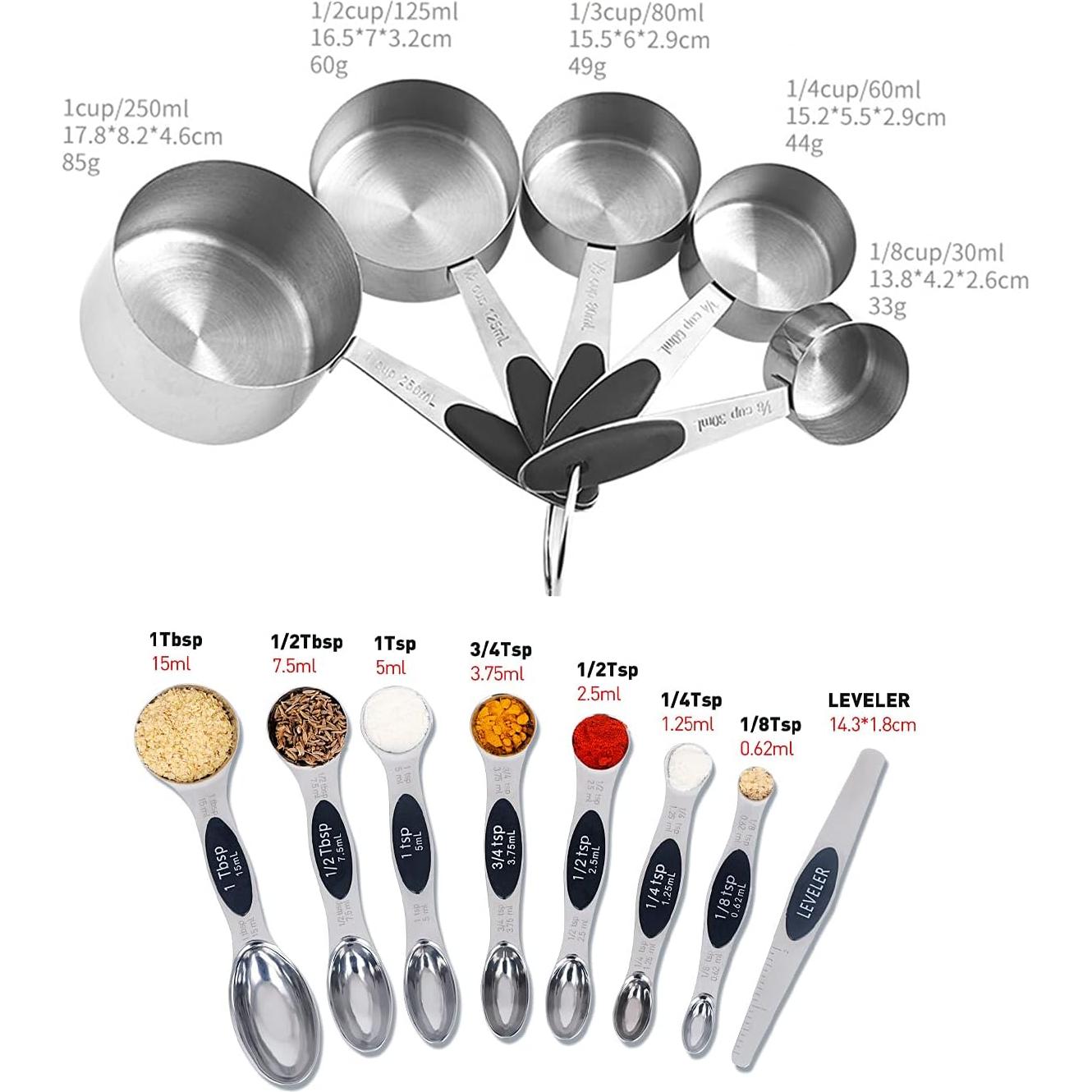 Juego de Tazas y Cucharas Medidoras WARMHEART Acero Inoxidable