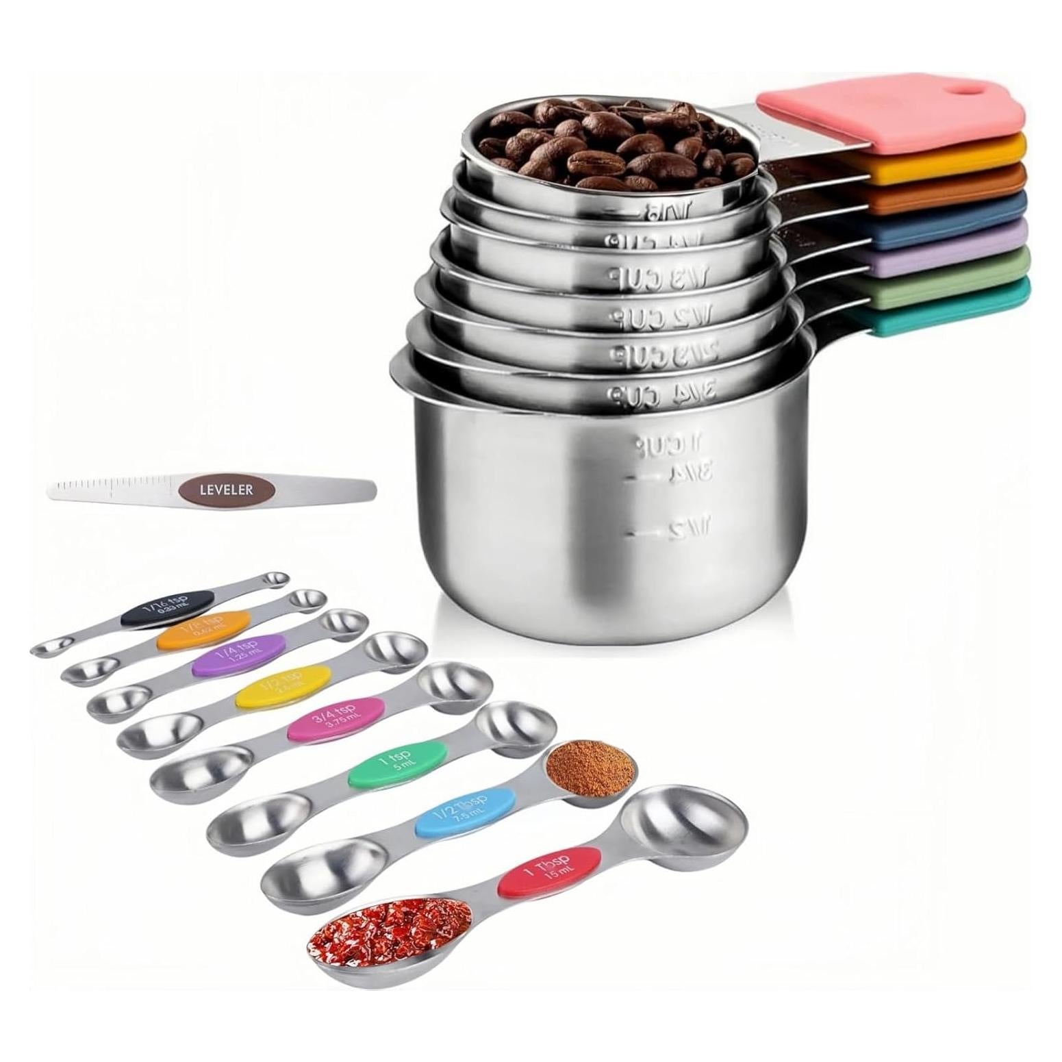 Juego de Tazas y Cucharas Medidoras Magnéticas Spalivivre 16PCS