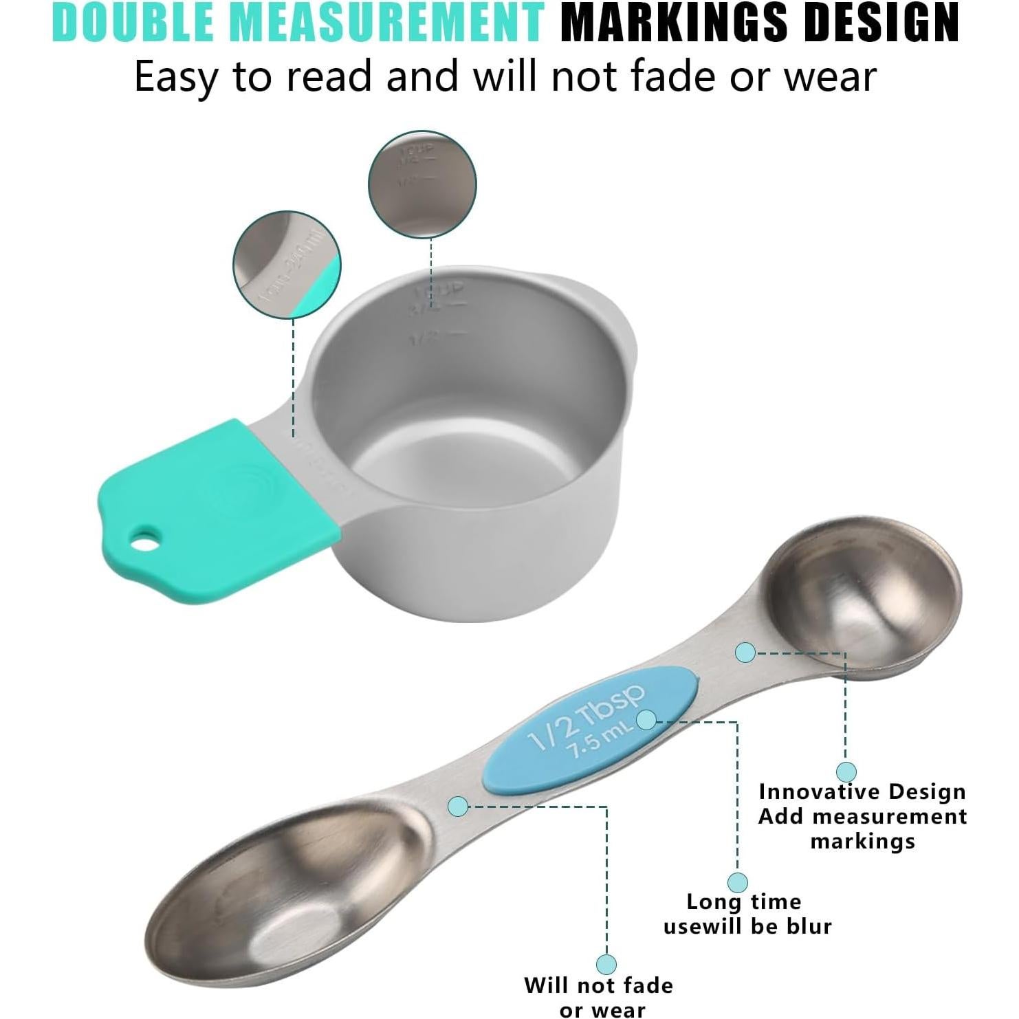 Juego de Tazas y Cucharas Medidoras Magnéticas Spalivivre 16PCS