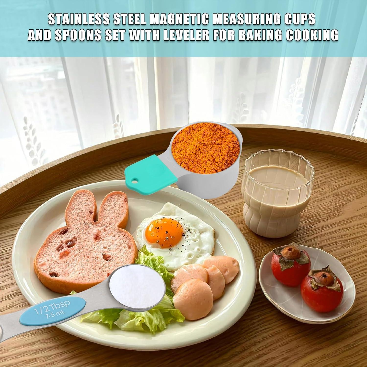 Juego de Tazas y Cucharas Medidoras Magnéticas Spalivivre 16PCS