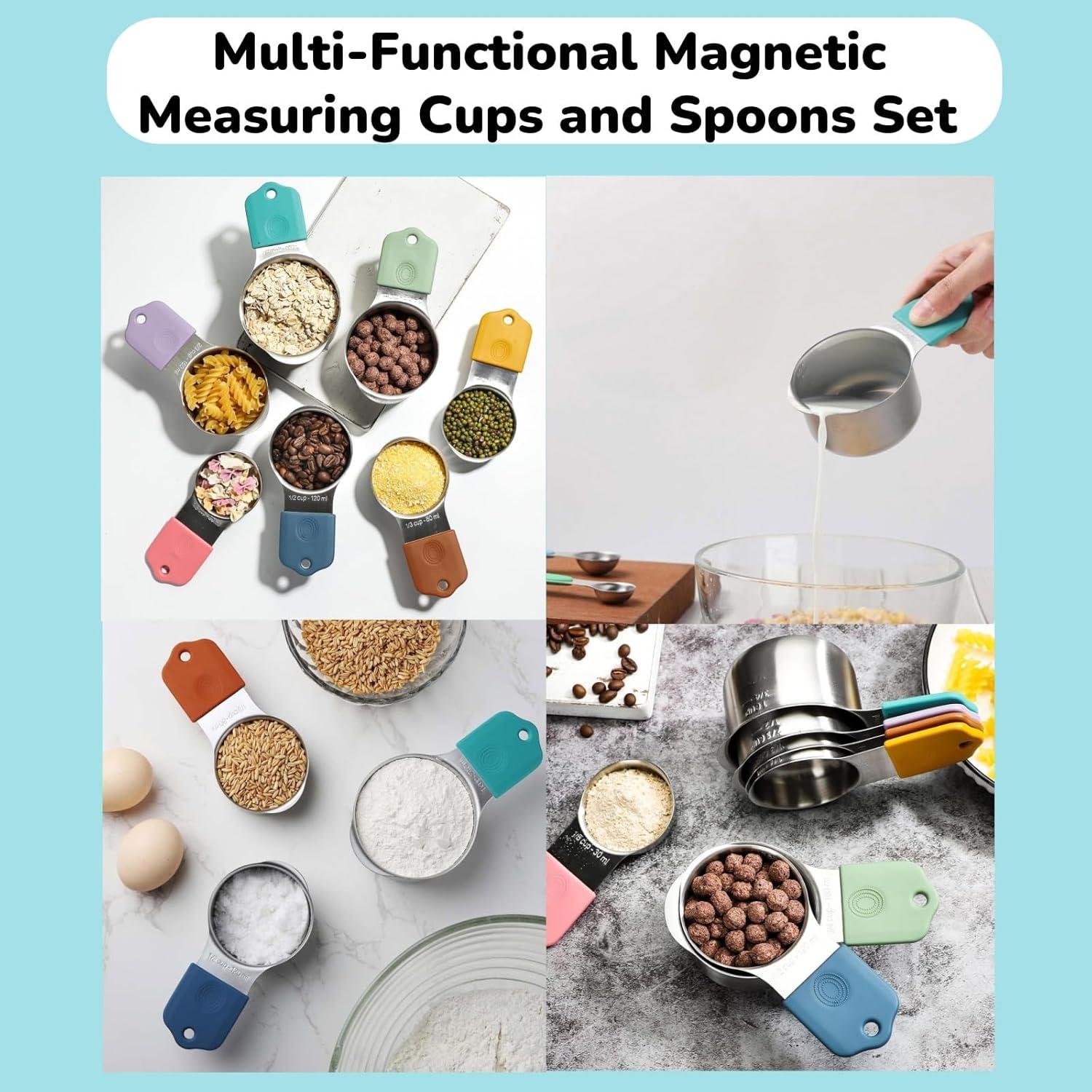Juego de Tazas y Cucharas Medidoras Magnéticas Spalivivre 16PCS