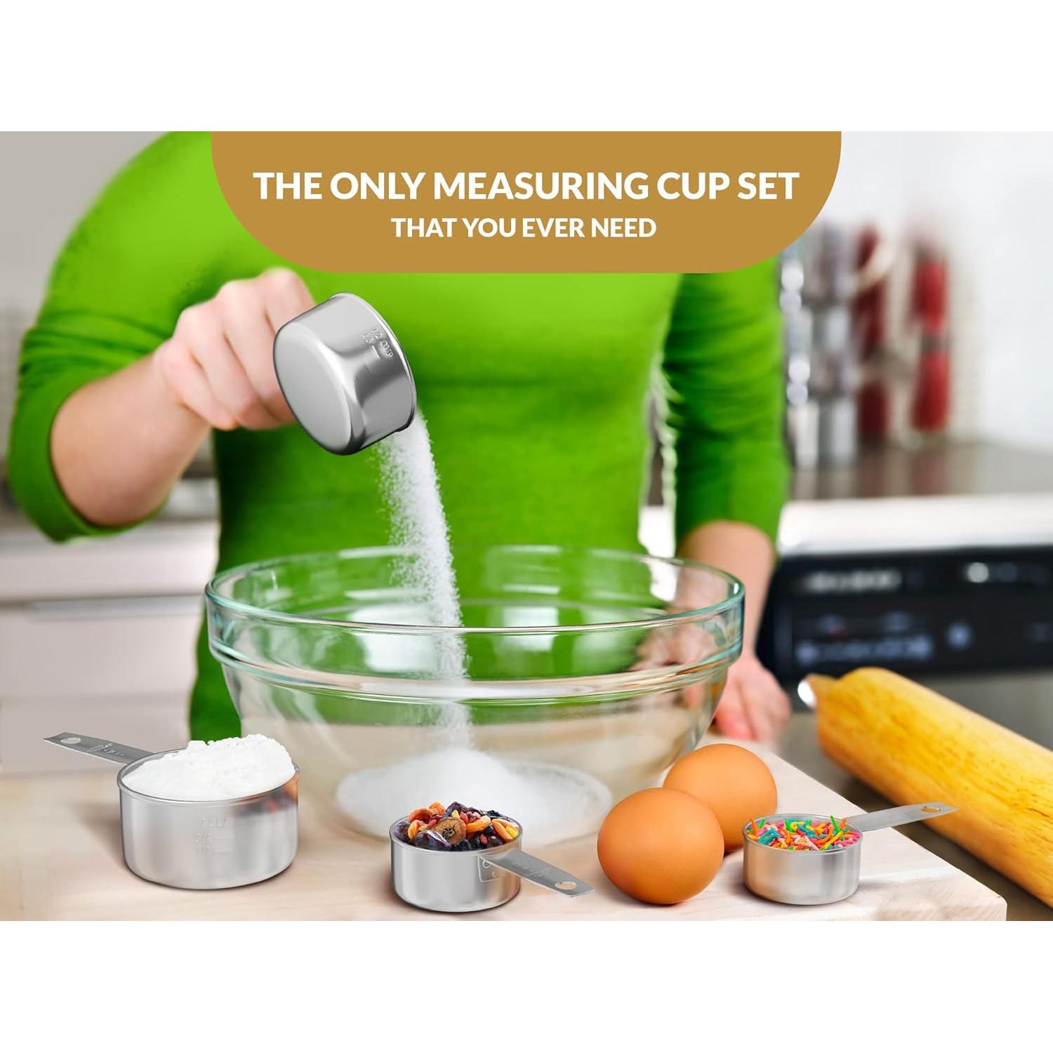 Juego de Tazas y Cucharas Medidoras Acero Inoxidable Bella Cooks 12 Piezas