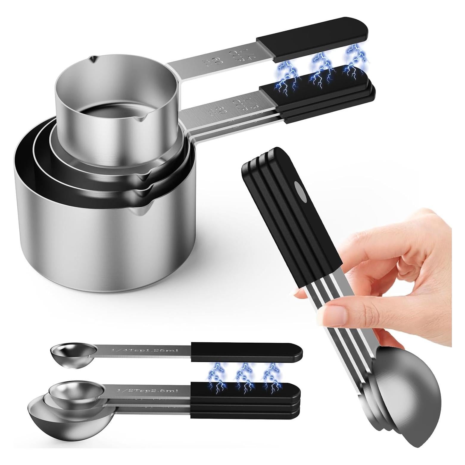 Juego de Tazas y Cucharas Medidoras Mage Crab - Acero Inoxidable 8 Piezas