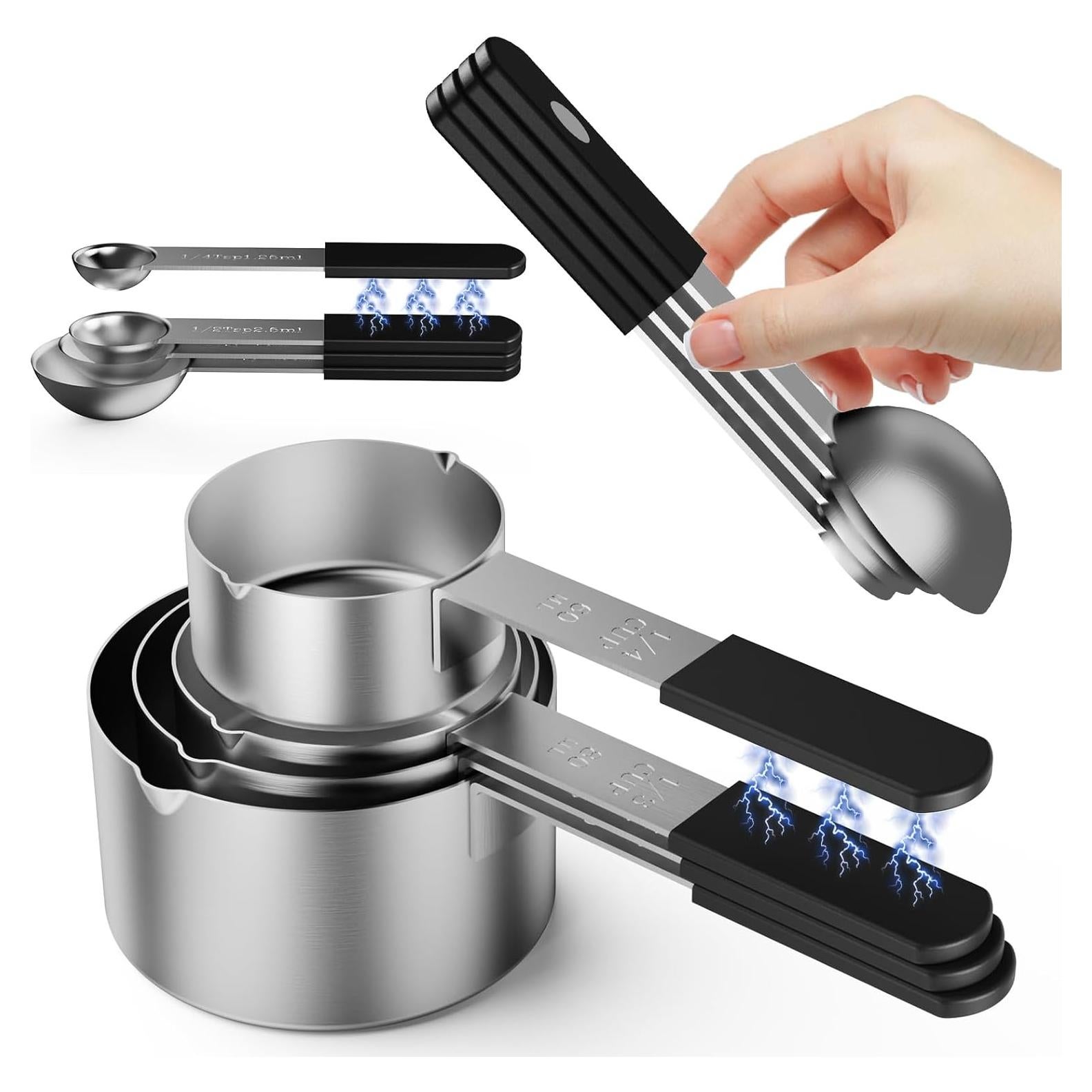 Juego de Tazas y Cucharas Medidoras Genérico Acero Inoxidable