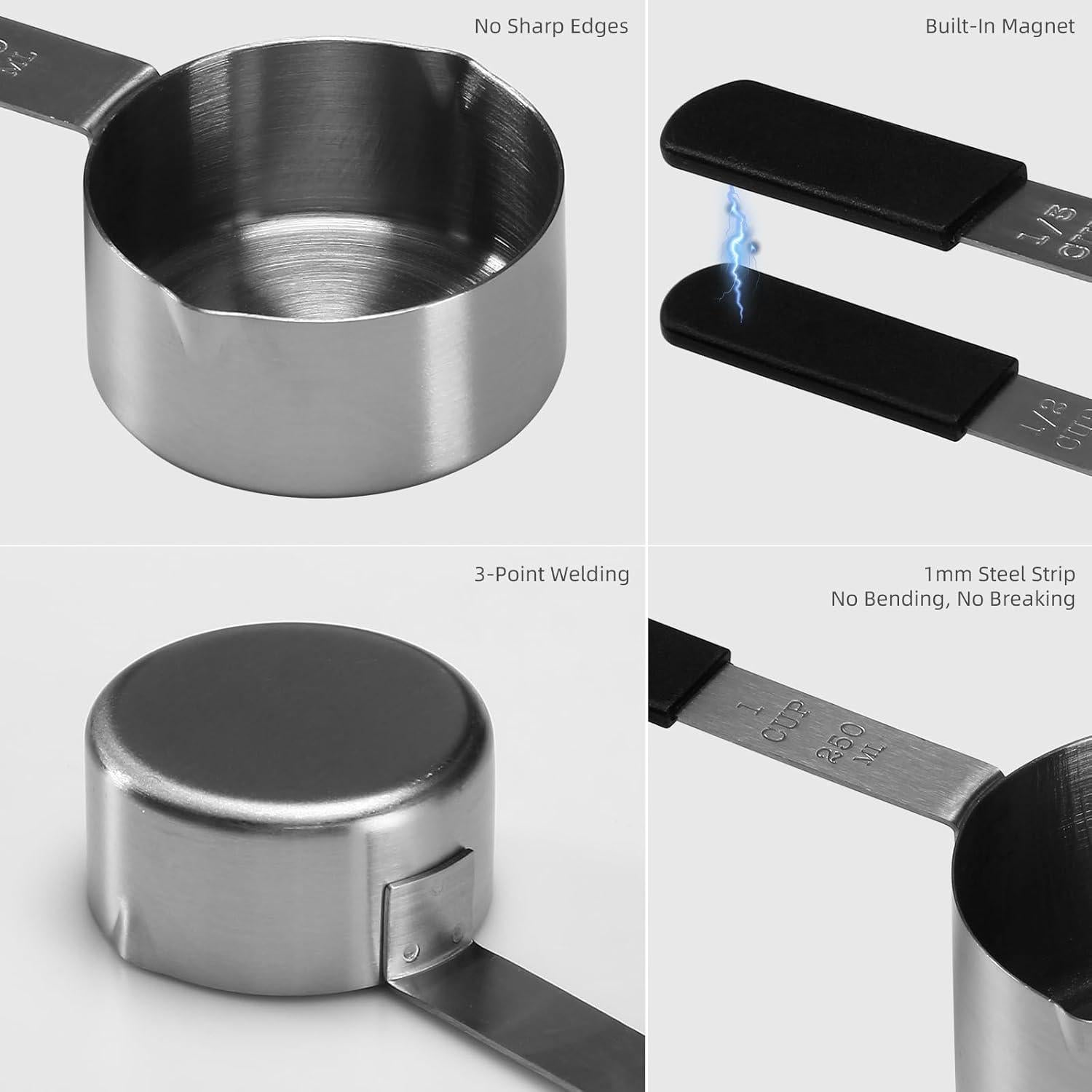 Juego de Tazas y Cucharas Medidoras Genérico Acero Inoxidable