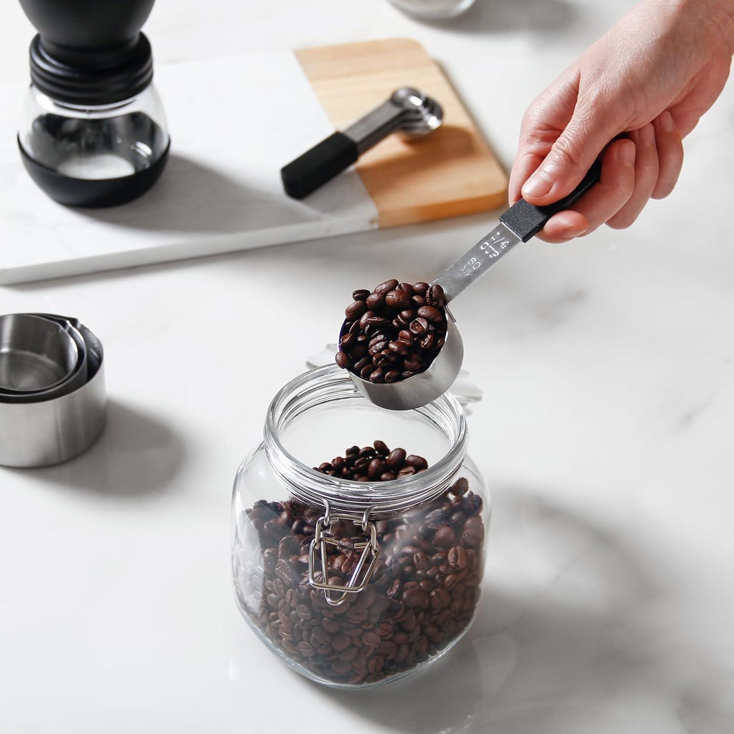 Juego de Tazas y Cucharas Medidoras Genérico Acero Inoxidable